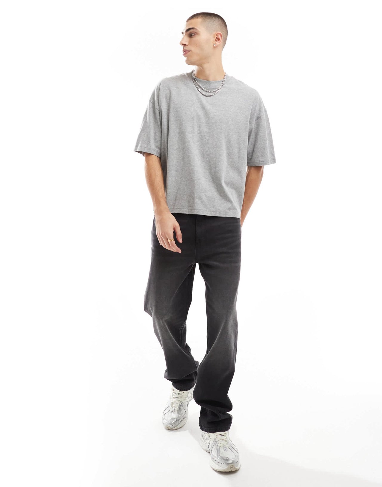 ASOS DESIGN boxy oversized t-shirt with workwear back print in grey marl - ASOS Sample Sale EU Store