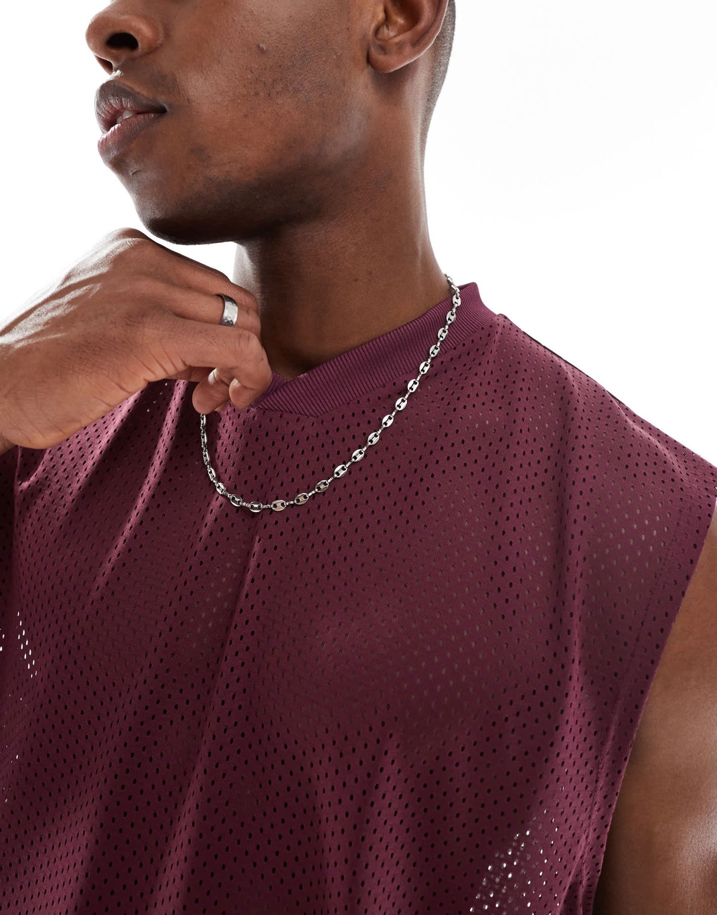 ASOS DESIGN boxy oversized tank in burgundy mesh - ASOS Sample Sale EU Store