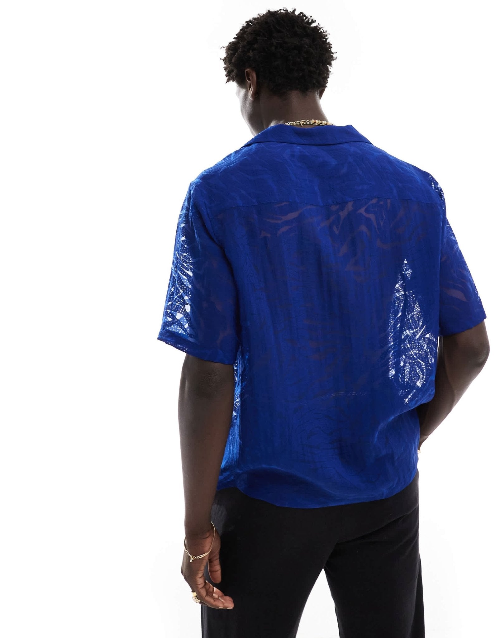 ASOS DESIGN boxy relaxed deep revere collar shirt in cobalt blue - ASOS Sample Sale EU Store