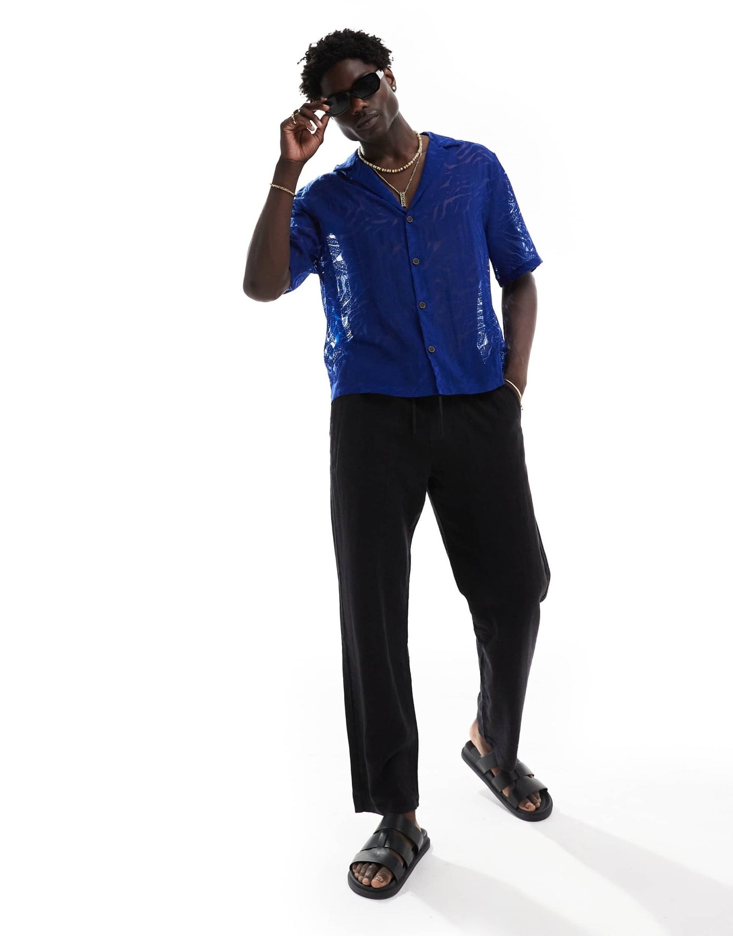 ASOS DESIGN boxy relaxed deep revere collar shirt in cobalt blue - ASOS Sample Sale EU Store