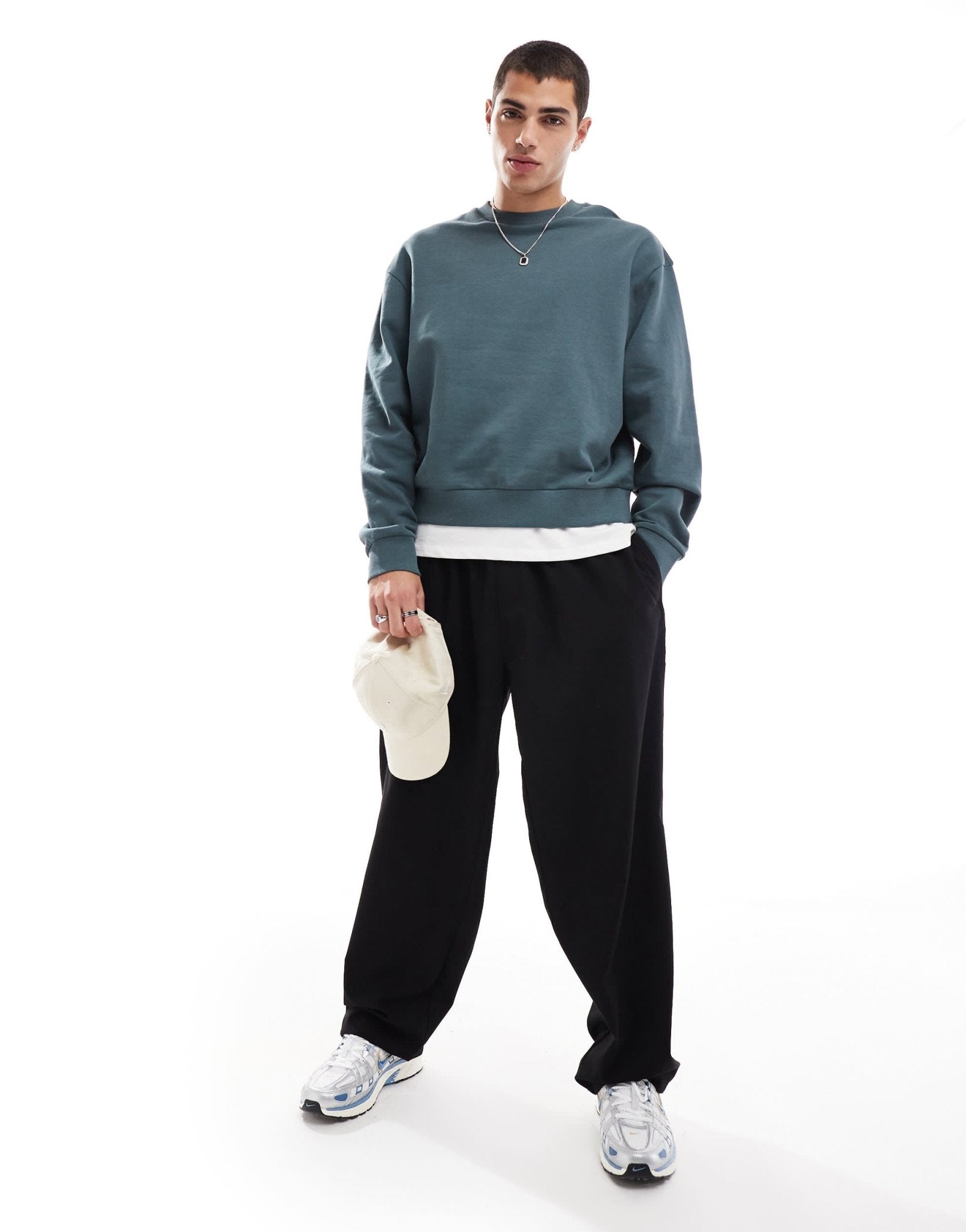 ASOS DESIGN boxy sweatshirt with back celestial print in washed navy - ASOS Sample Sale EU Store