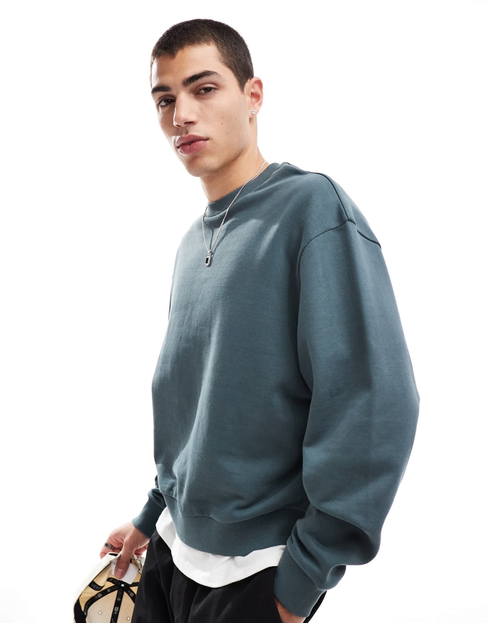 ASOS DESIGN boxy sweatshirt with back celestial print in washed navy - ASOS Sample Sale EU Store
