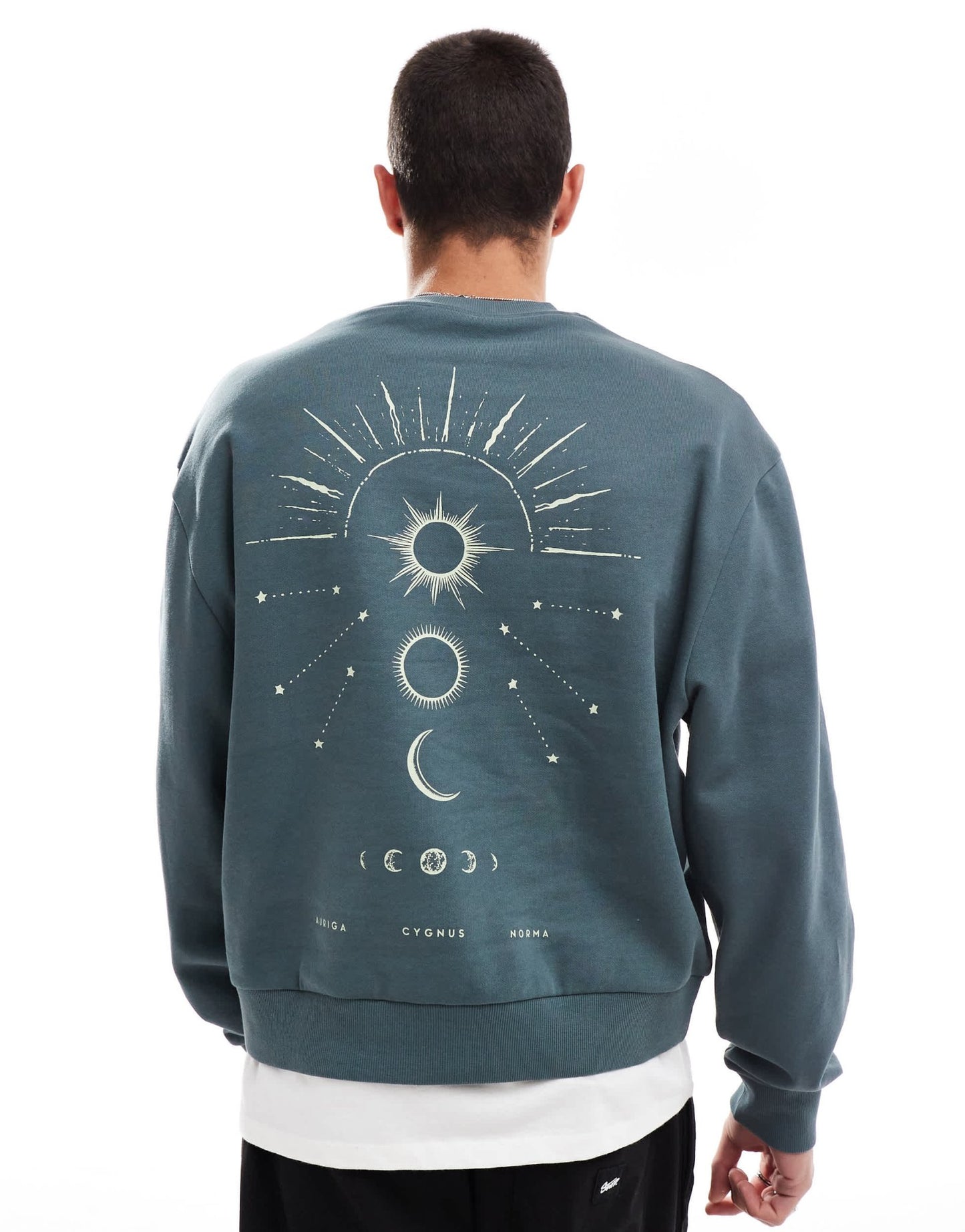 ASOS DESIGN boxy sweatshirt with back celestial print in washed navy - ASOS Sample Sale EU Store