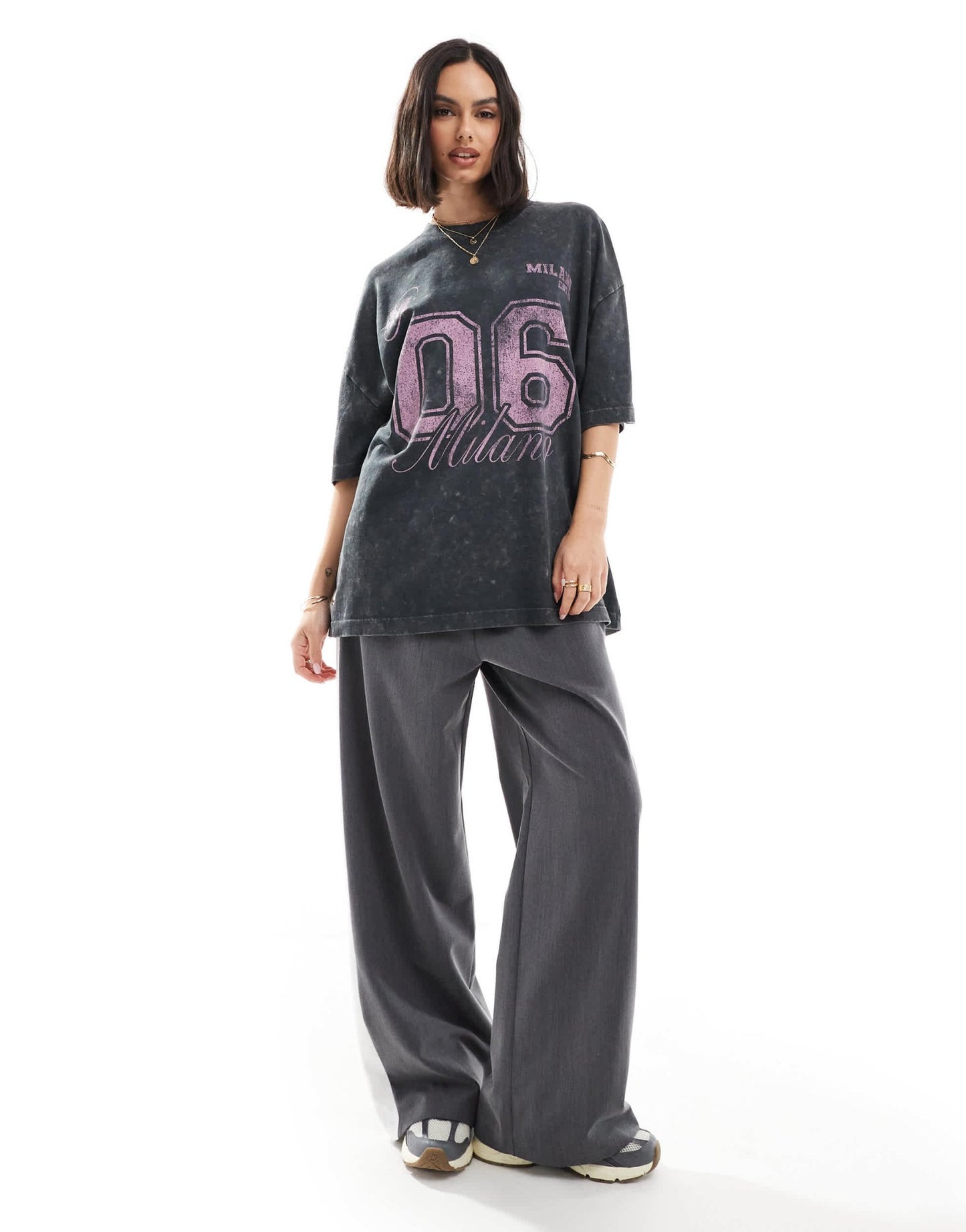 ASOS DESIGN boyfriend fit t-shirt with milano 06 graphic in washed charcoal - ASOS Sample Sale EU Store