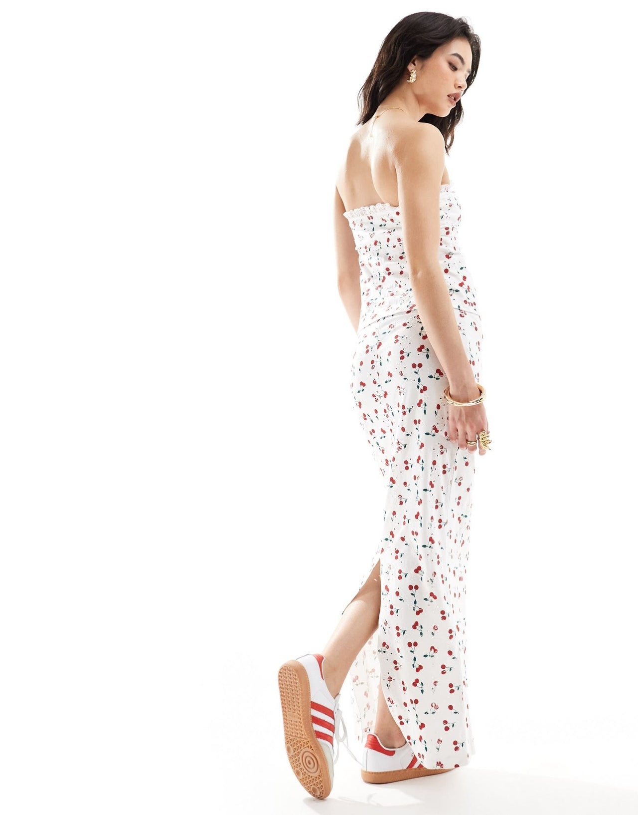 ASOS DESIGN broderie column skirt with tie in cherry print - ASOS Sample Sale EU Store
