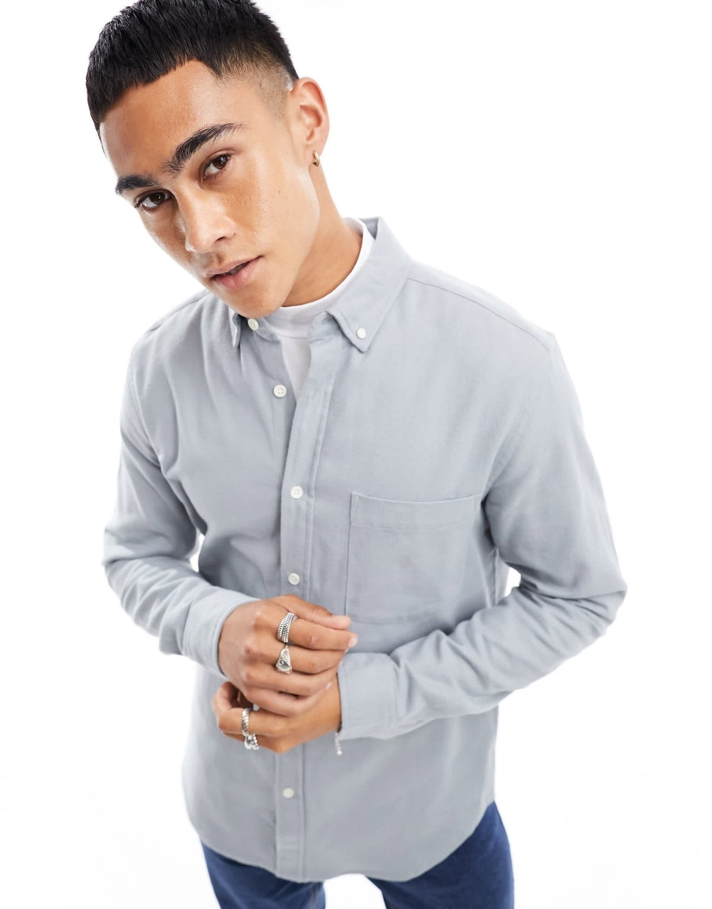 ASOS DESIGN brushed oxford regular shirt in grey - ASOS Sample Sale EU Store