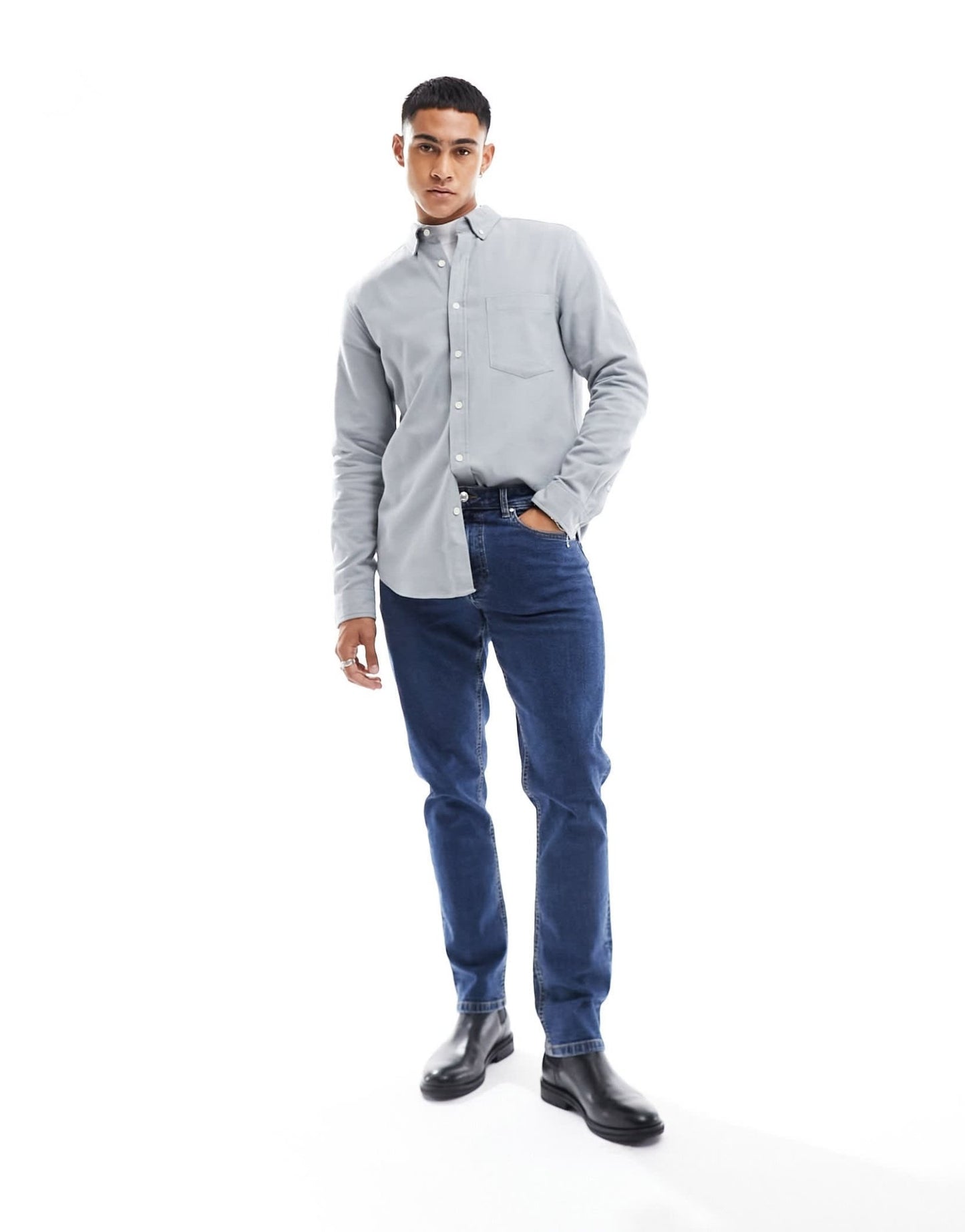 ASOS DESIGN brushed oxford regular shirt in grey - ASOS Sample Sale EU Store