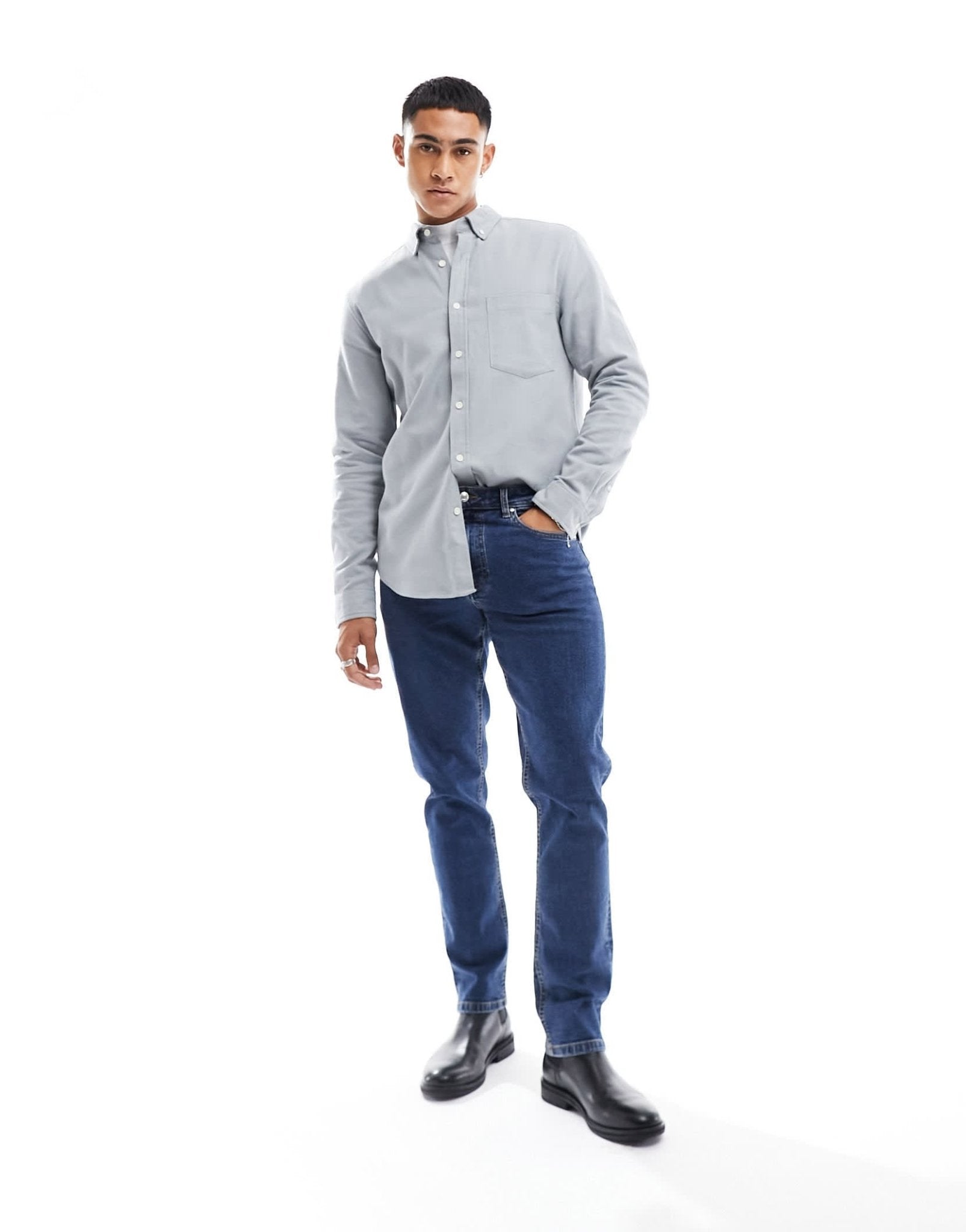ASOS DESIGN brushed oxford regular shirt in grey - ASOS Sample Sale EU Store