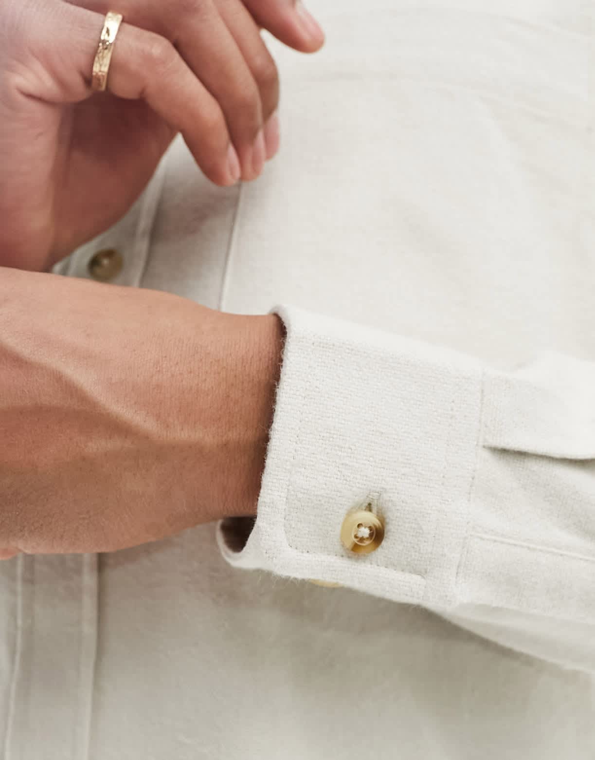 ASOS DESIGN brushed oxford regular shirt in stone - ASOS Sample Sale EU Store