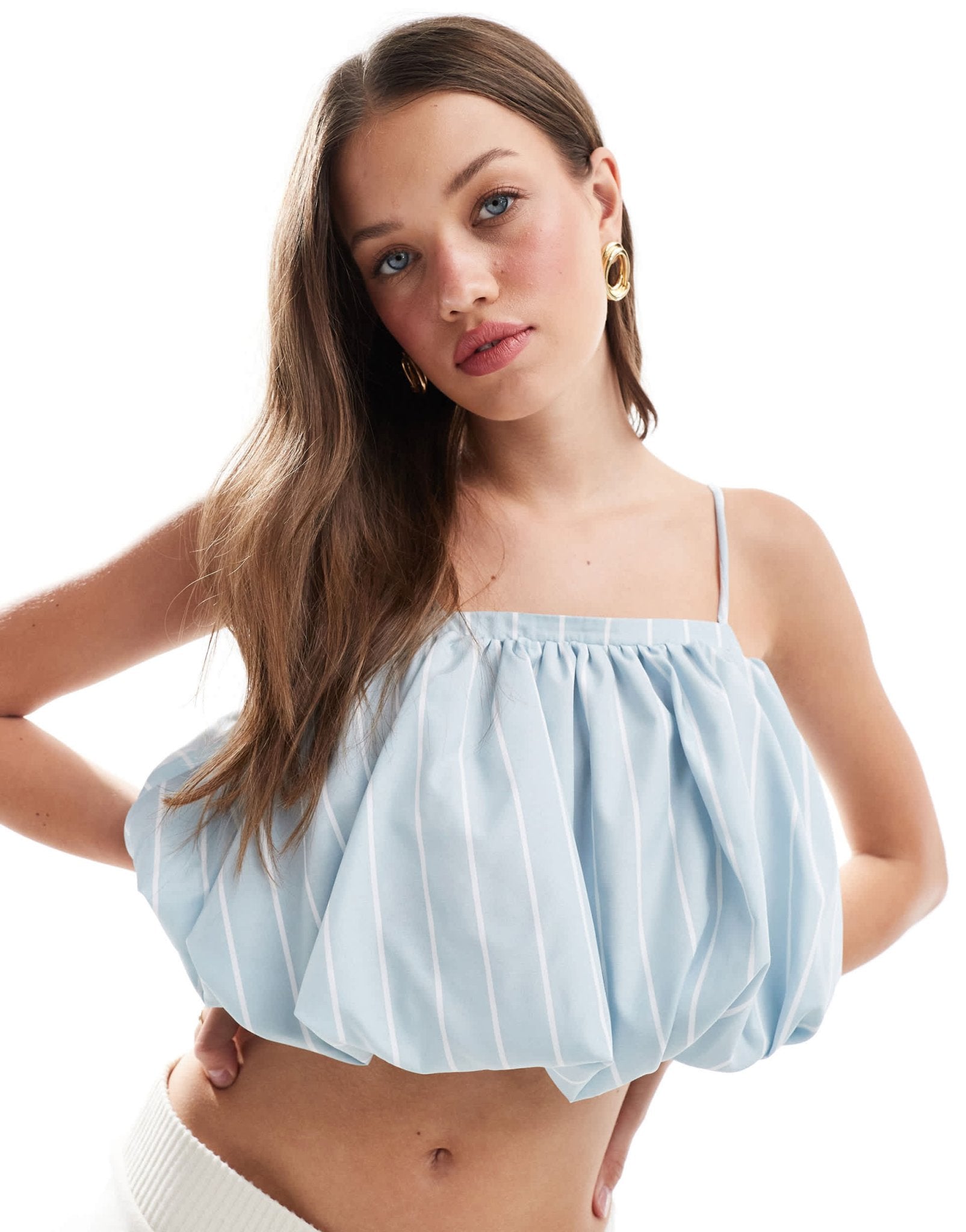 ASOS DESIGN bubble hem crop cami top in stripe - ASOS Sample Sale EU Store