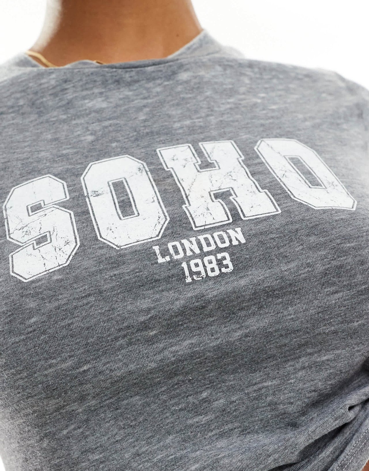 ASOS DESIGN burn out baby tee with soho graphic in grey - ASOS Sample Sale EU Store
