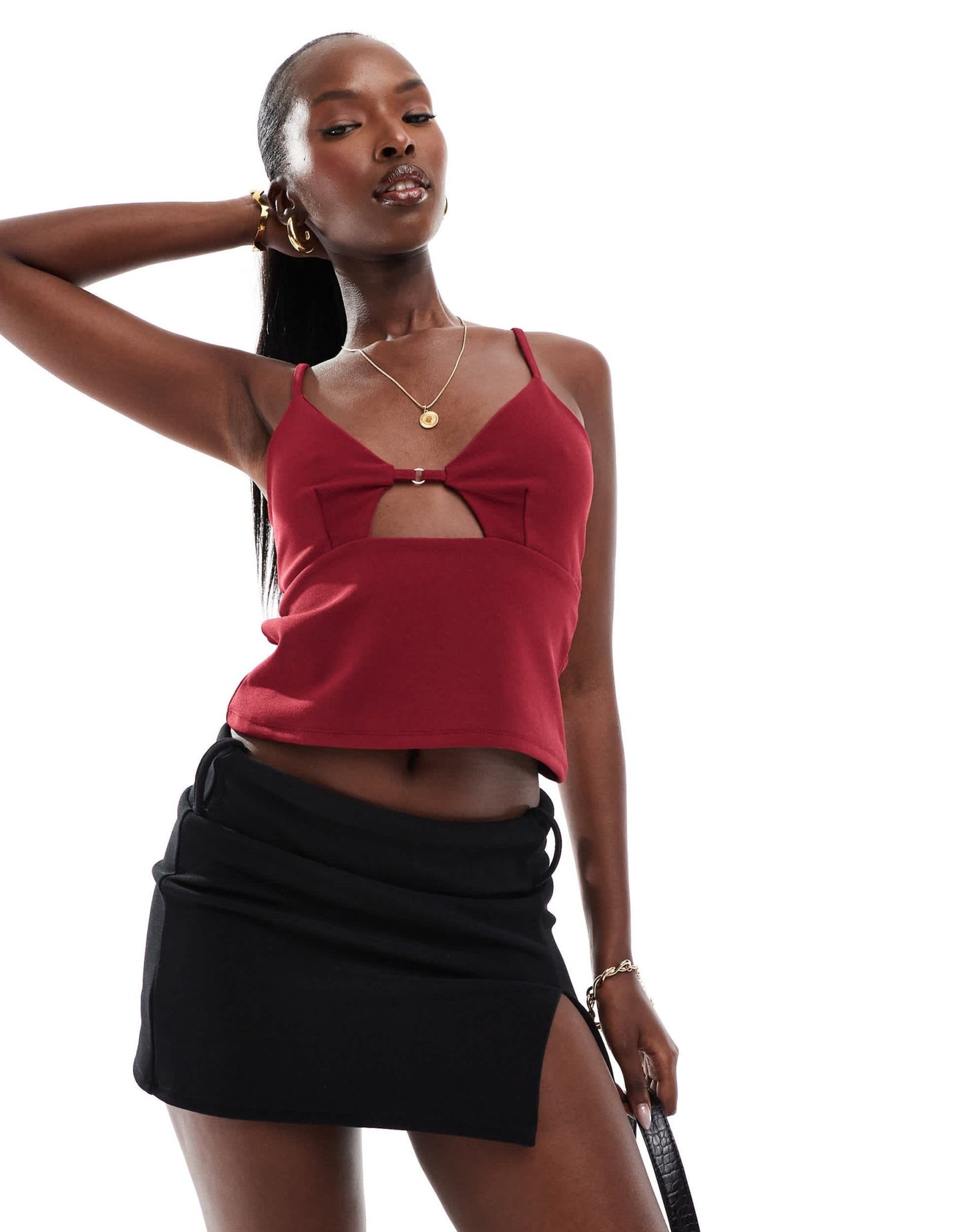 ASOS DESIGN bust cup cami top in burgundy - ASOS Sample Sale EU Store