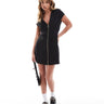 Robe mini ASOS DESIGN à manches courtes en velours côtelé avec fermeture éclair en noir