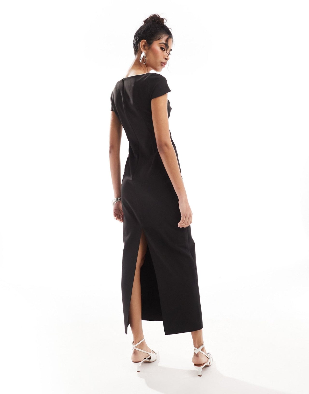 ASOS DESIGN cap sleeve midi dress with contrast piping in black - ASOS Sample Sale EU Store