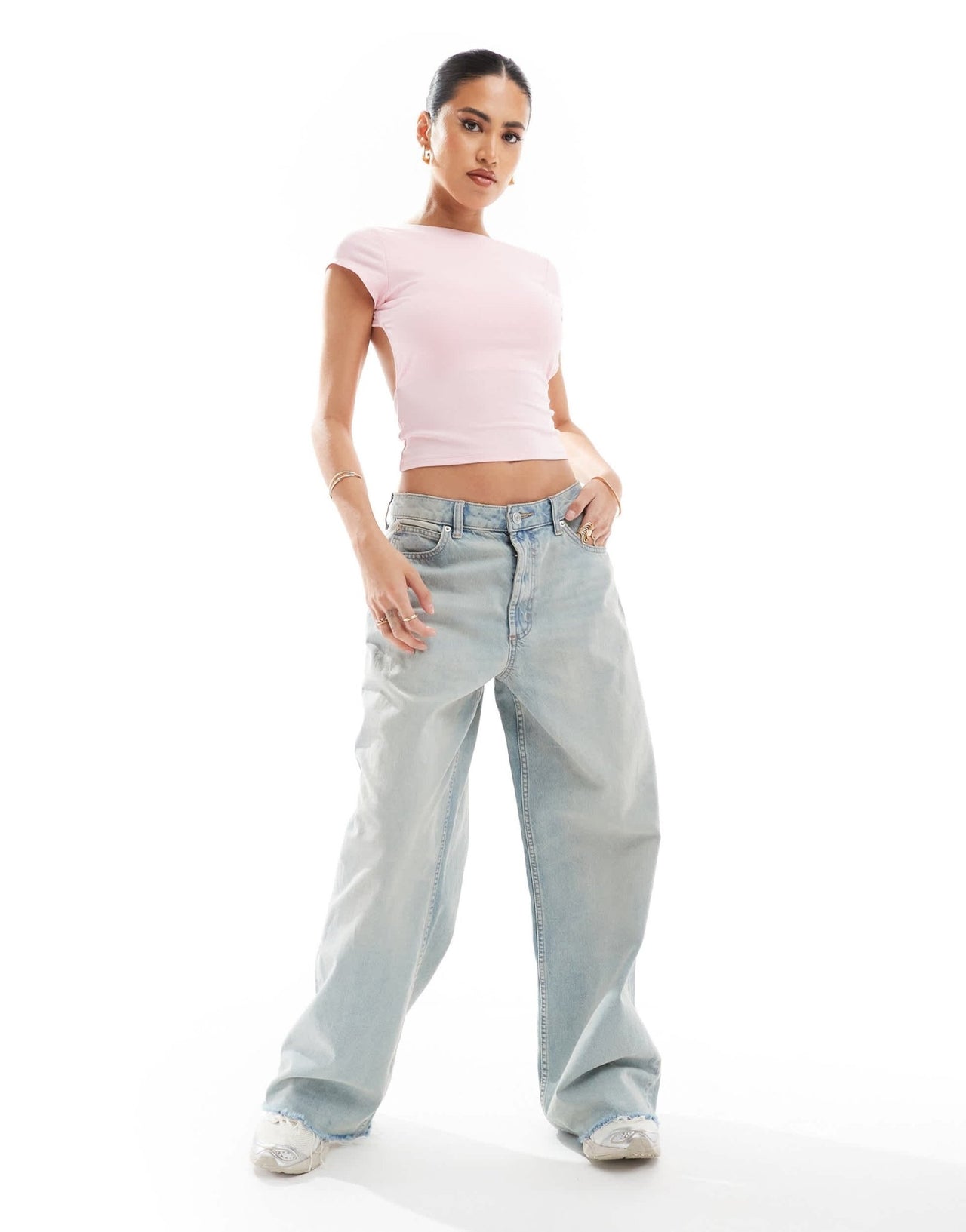 ASOS DESIGN cap sleeve top with open back in pink - ASOS Sample Sale EU Store