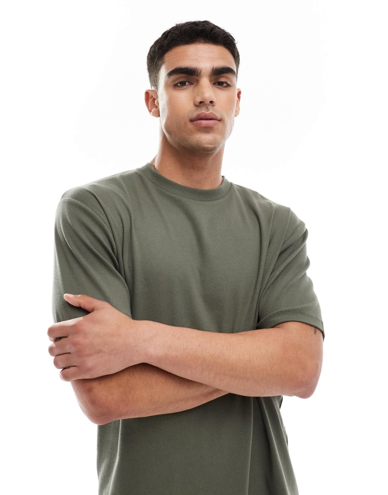 ASOS DESIGN capsule collection relaxed fit textured rib t-shirt in dark green - ASOS Sample Sale EU Store