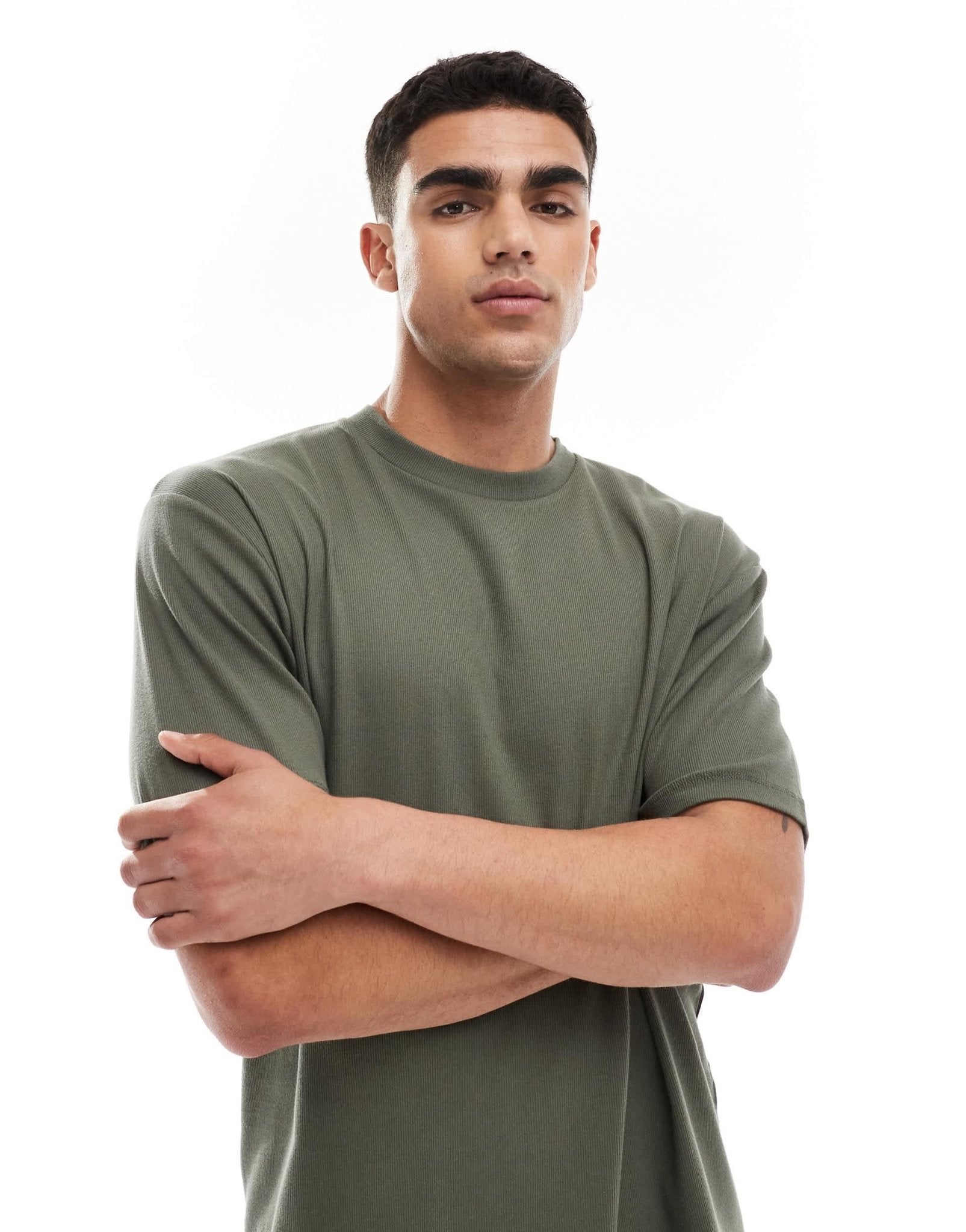 ASOS DESIGN capsule collection relaxed fit textured rib t-shirt in dark green - ASOS Sample Sale EU Store