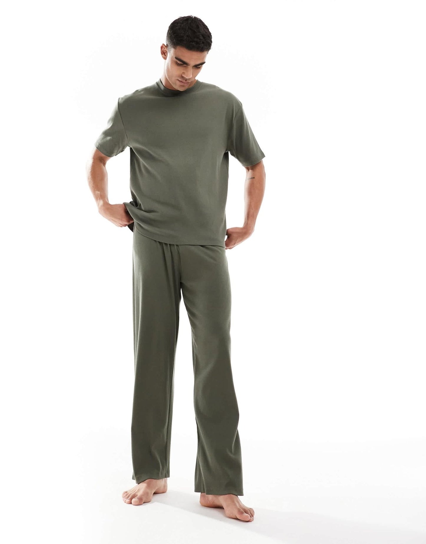 ASOS DESIGN capsule collection relaxed fit textured rib t-shirt in dark green - ASOS Sample Sale EU Store