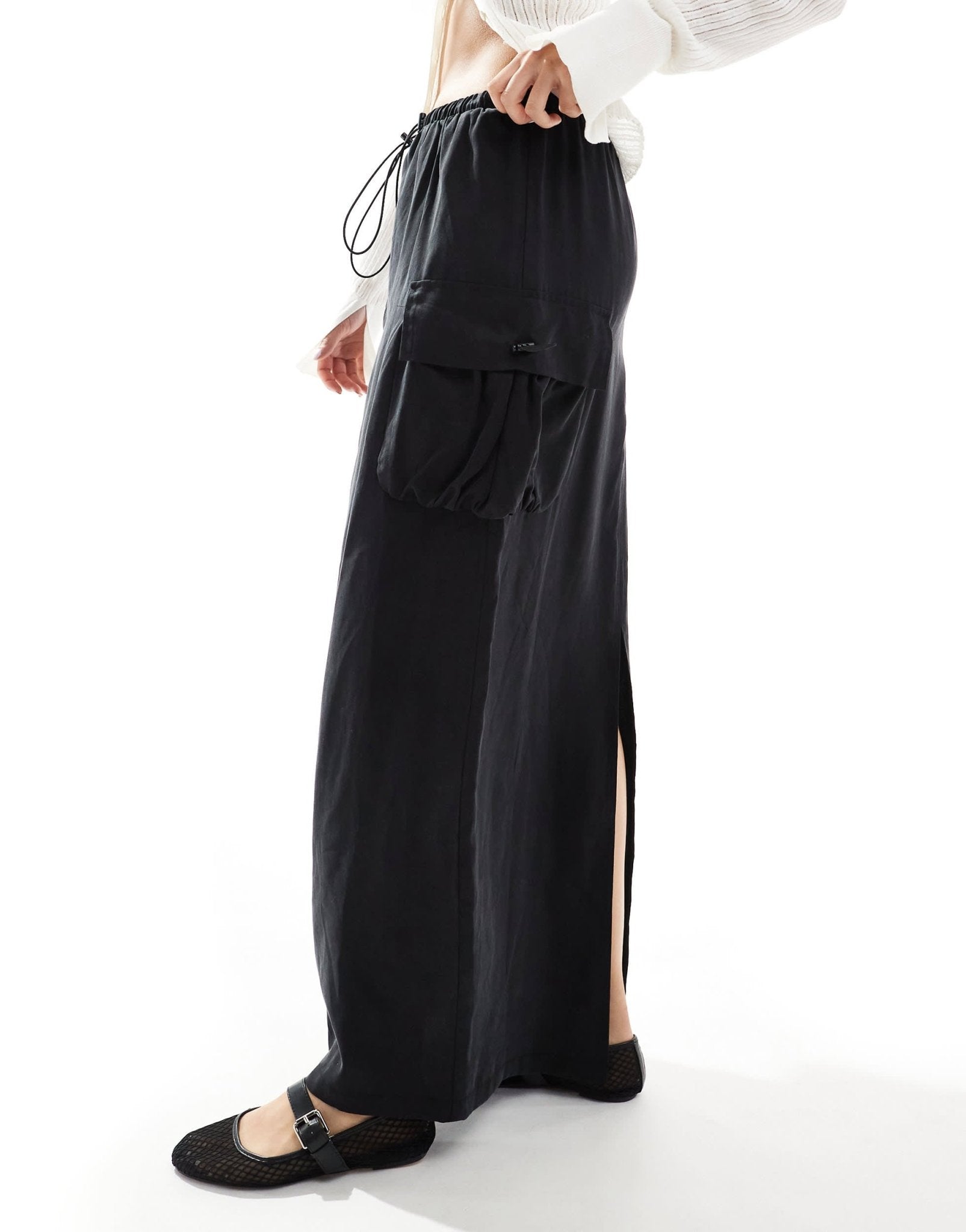 ASOS DESIGN cargo maxi skirt in black - ASOS Sample Sale EU Store