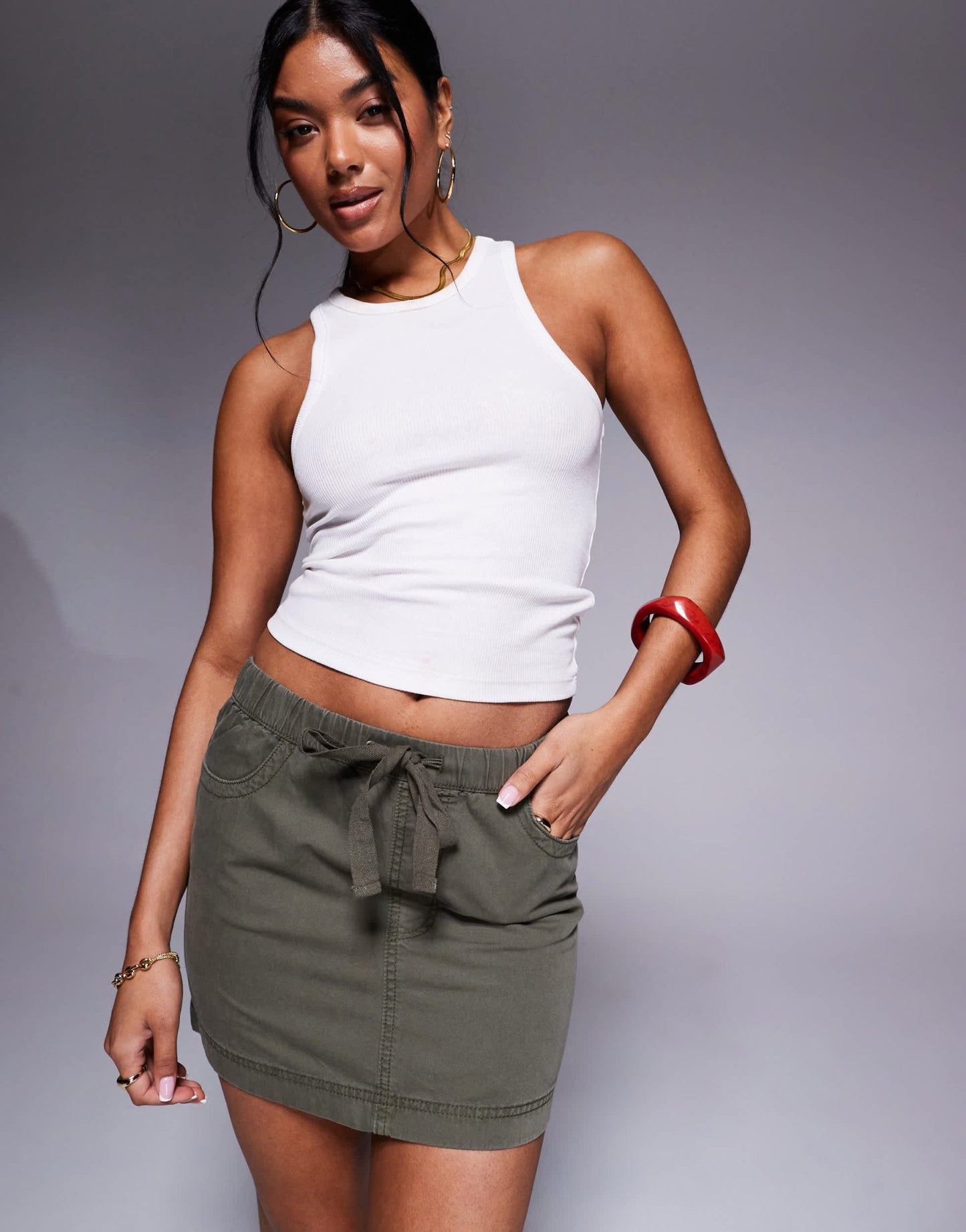 ASOS DESIGN cargo mini skirt in washed khaki - ASOS Sample Sale EU Store