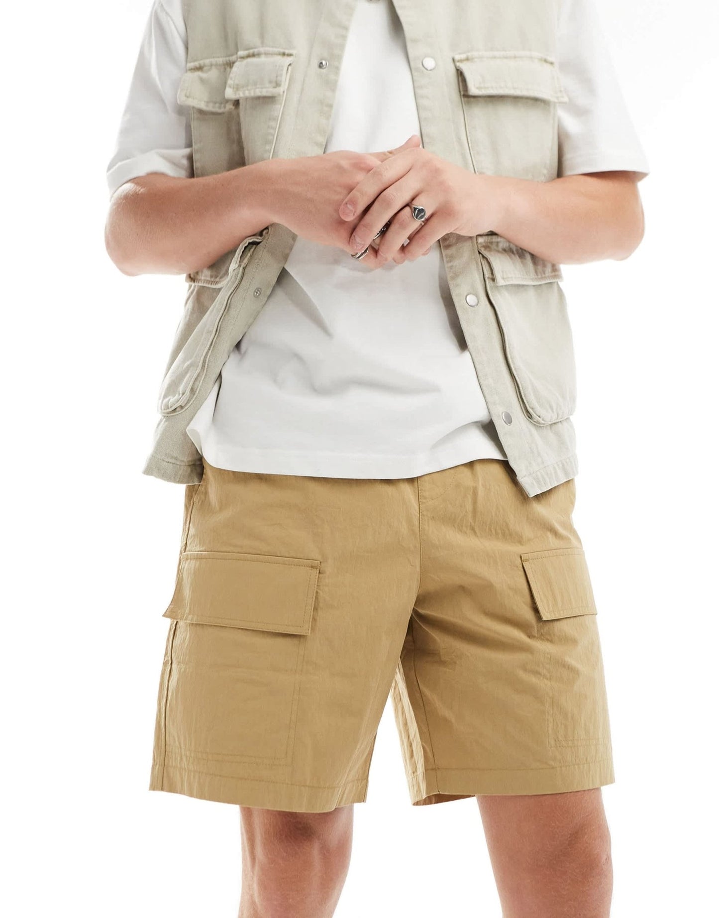 ASOS DESIGN cargo nylon short in beige - ASOS Sample Sale EU Store