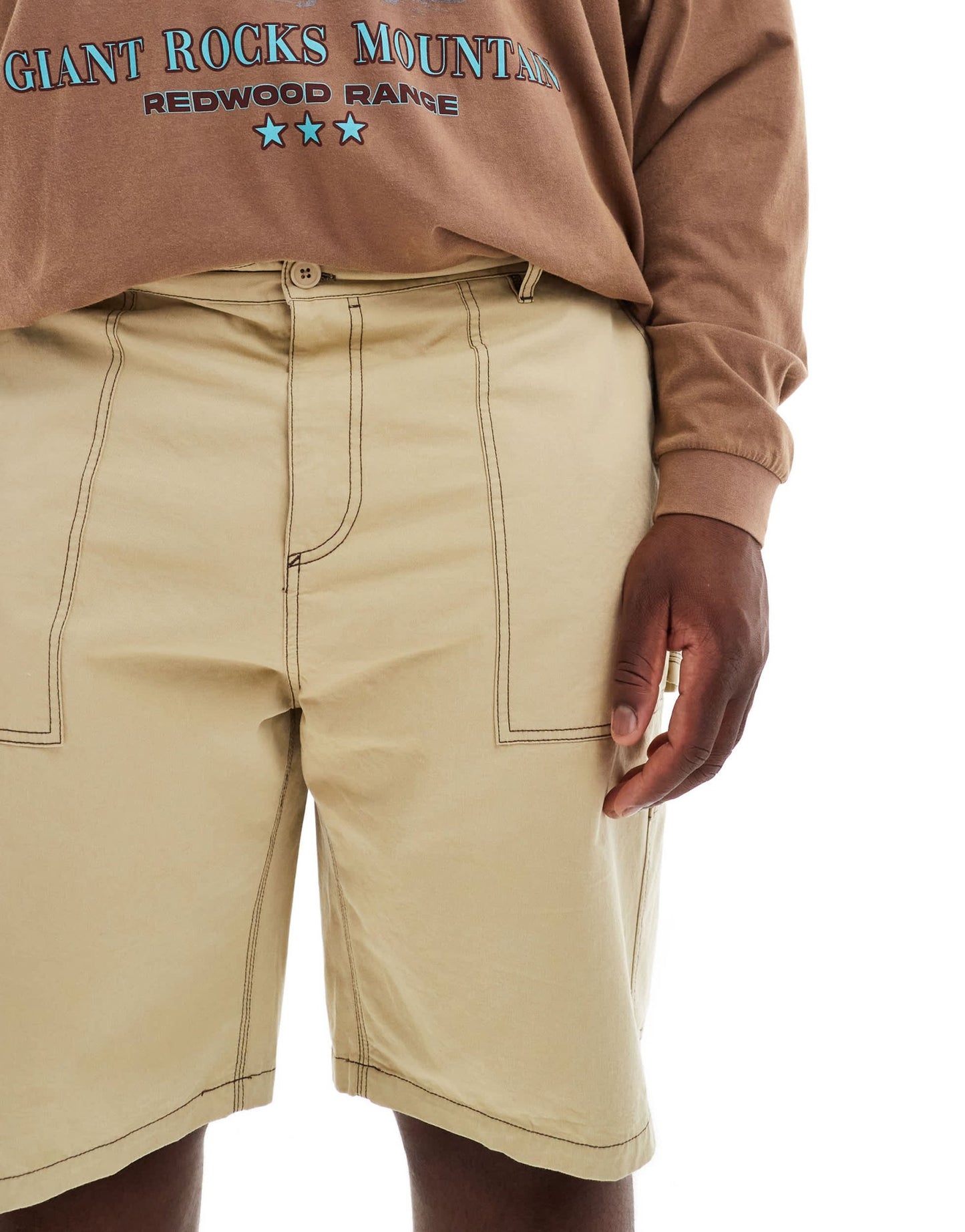 ASOS DESIGN cargo short with contrast stitch in beige - ASOS Sample Sale EU Store