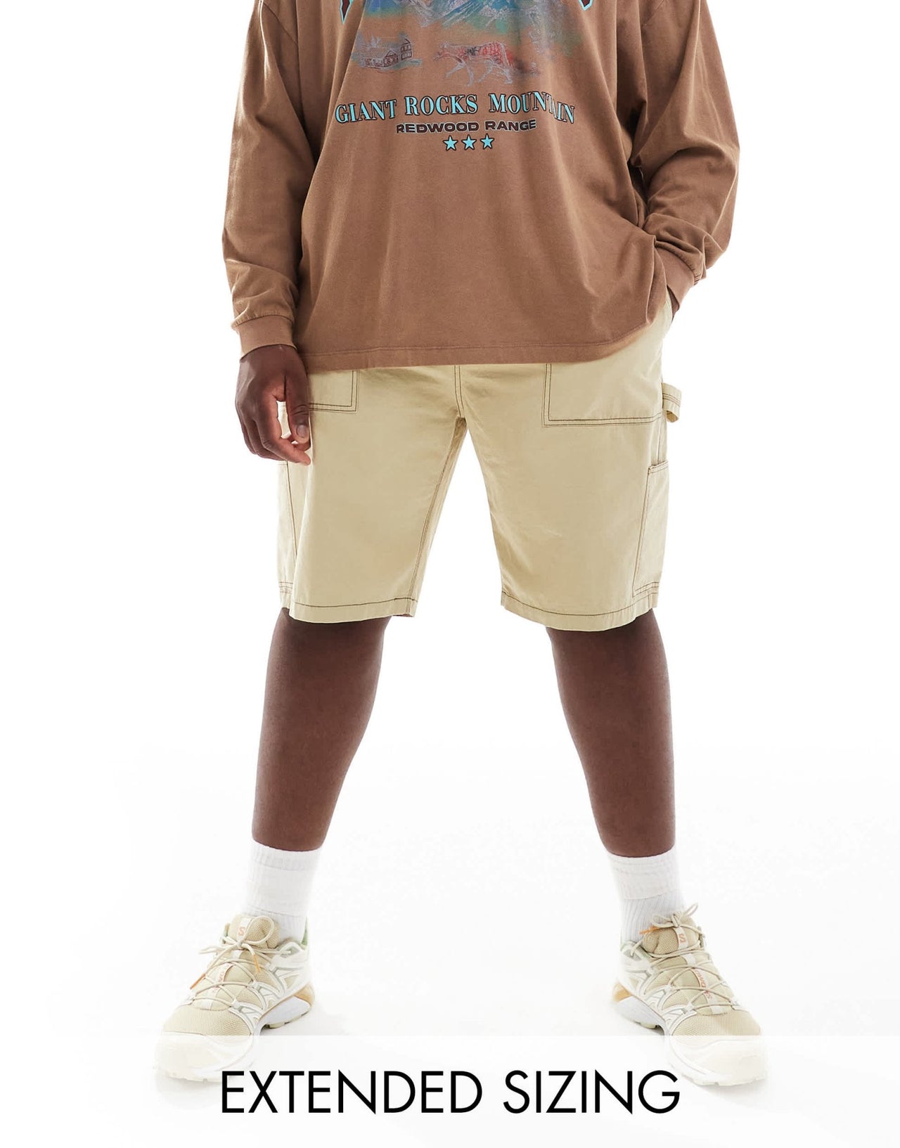 ASOS DESIGN cargo short with contrast stitch in beige - ASOS Sample Sale EU Store