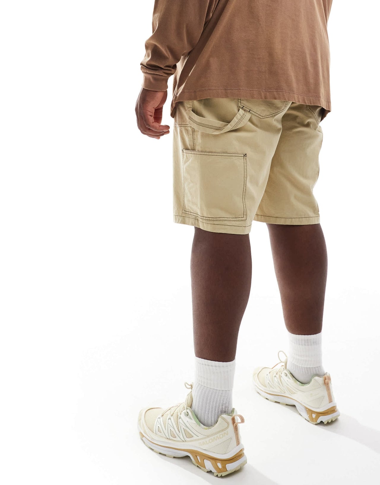 ASOS DESIGN cargo short with contrast stitch in beige - ASOS Sample Sale EU Store