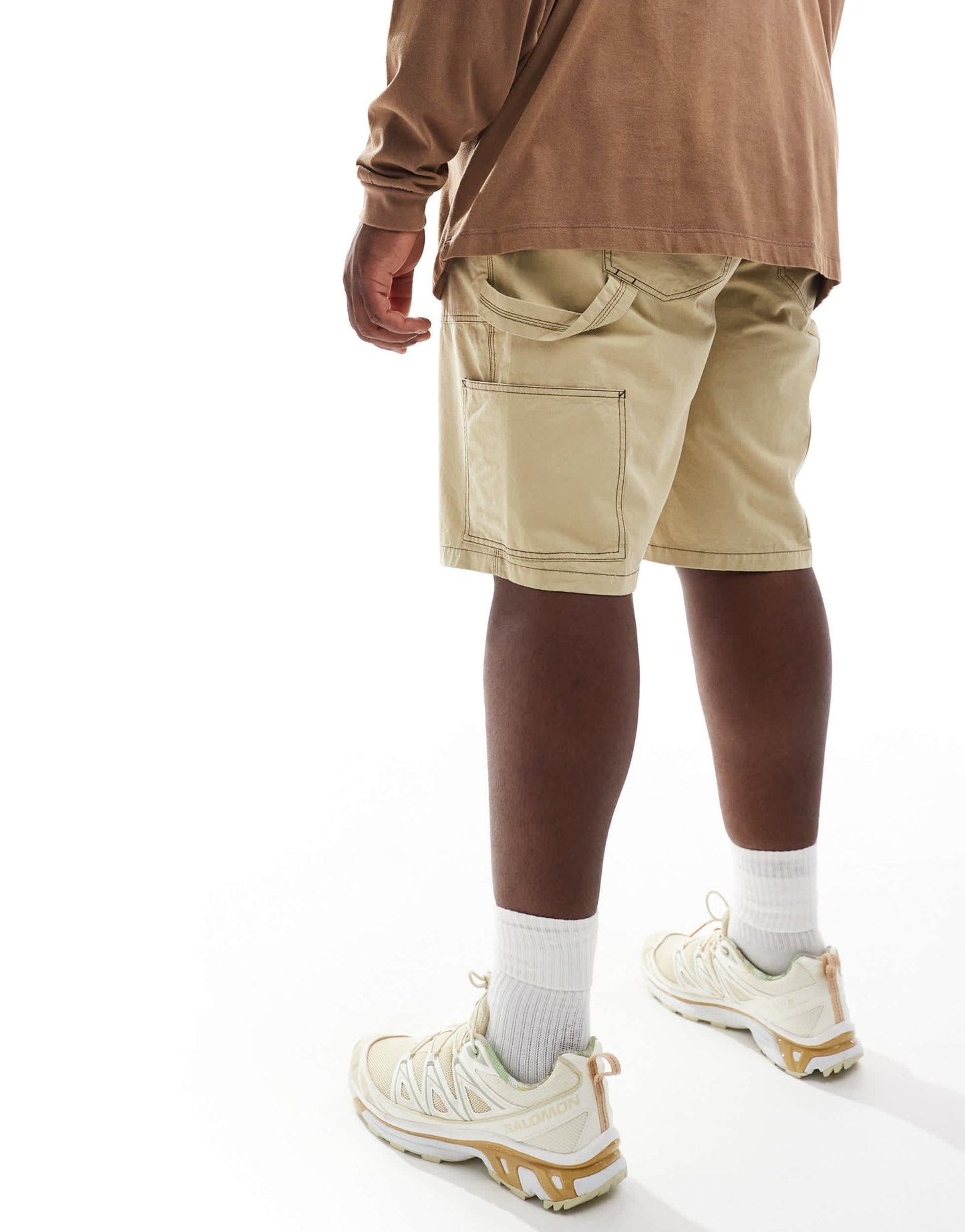 ASOS DESIGN cargo short with contrast stitch in beige - ASOS Sample Sale EU Store