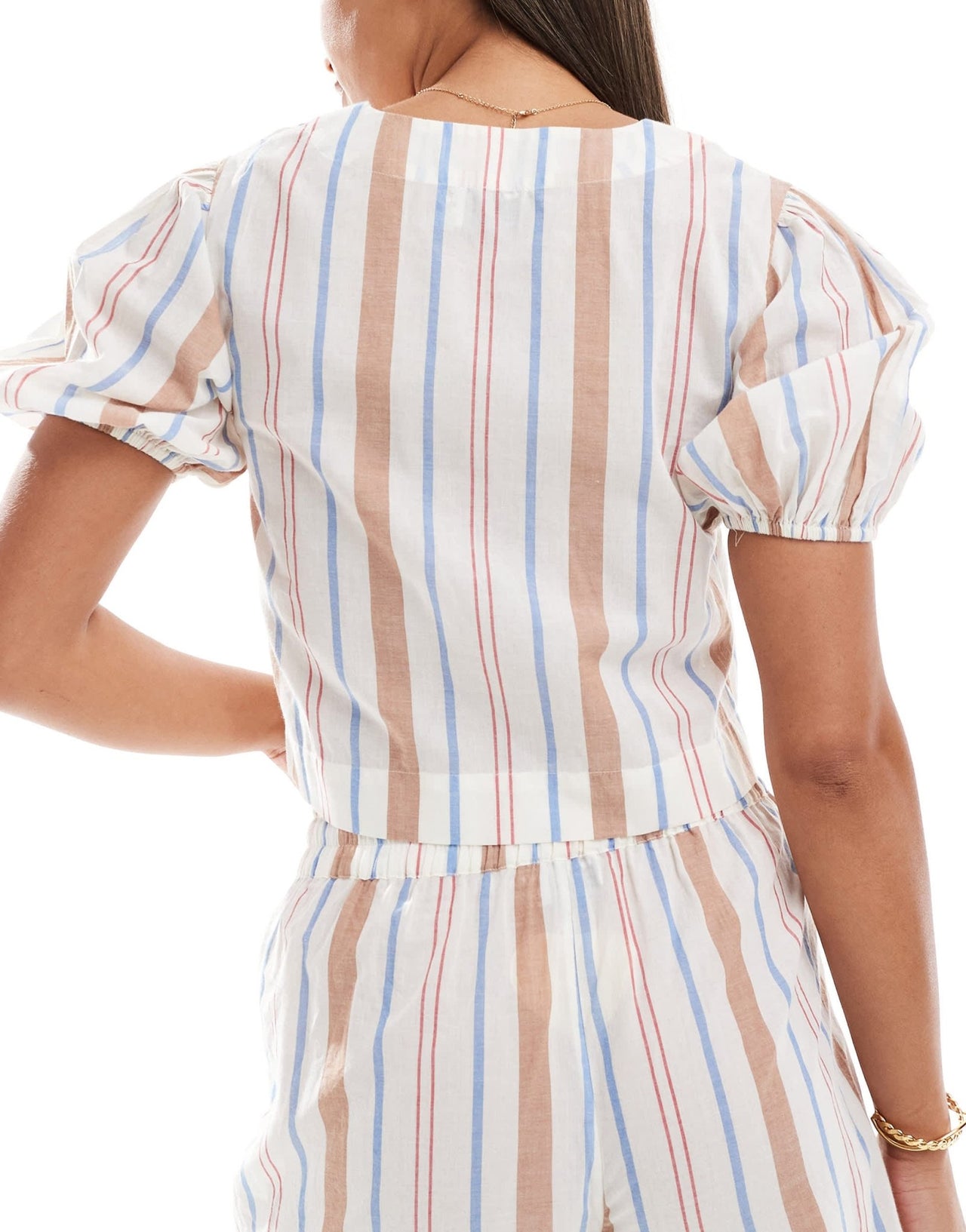 ASOS DESIGN Carrie cotton co - ord tie front beach top in multi stripe - ASOS Sample Sale EU Store