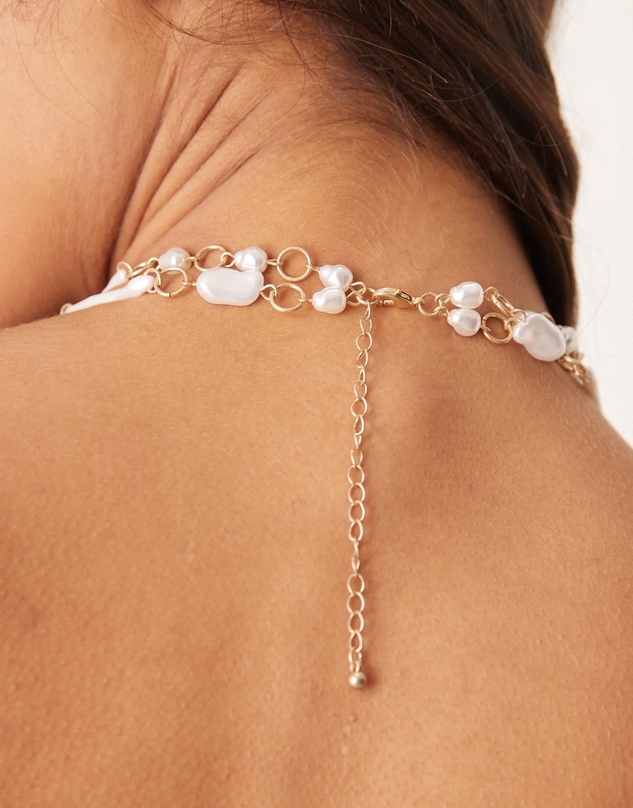ASOS DESIGN charm necklace with faux pearl detail in gold tone - ASOS Sample Sale EU Store