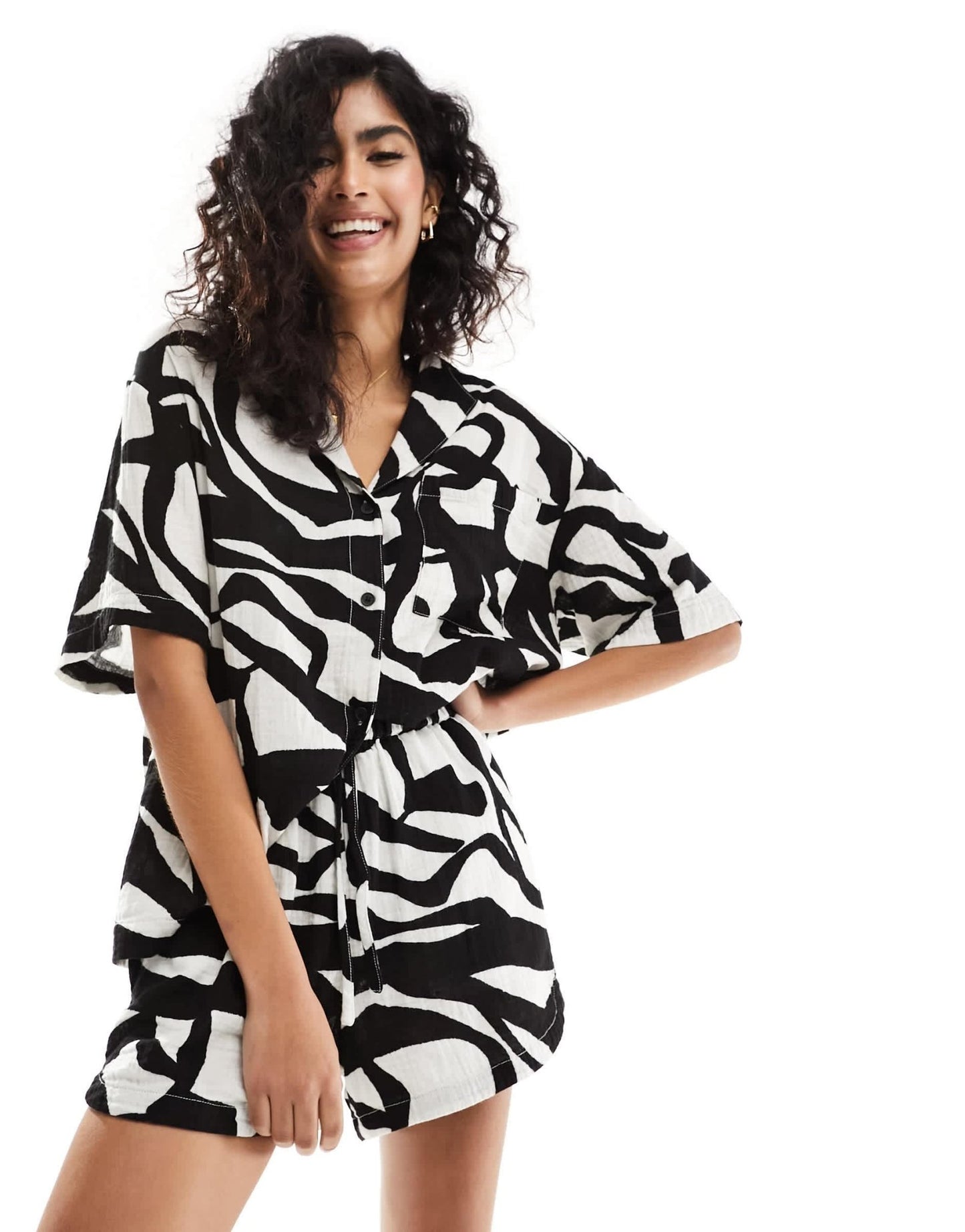 ASOS DESIGN cheesecloth casual short in print - ASOS Sample Sale EU Store