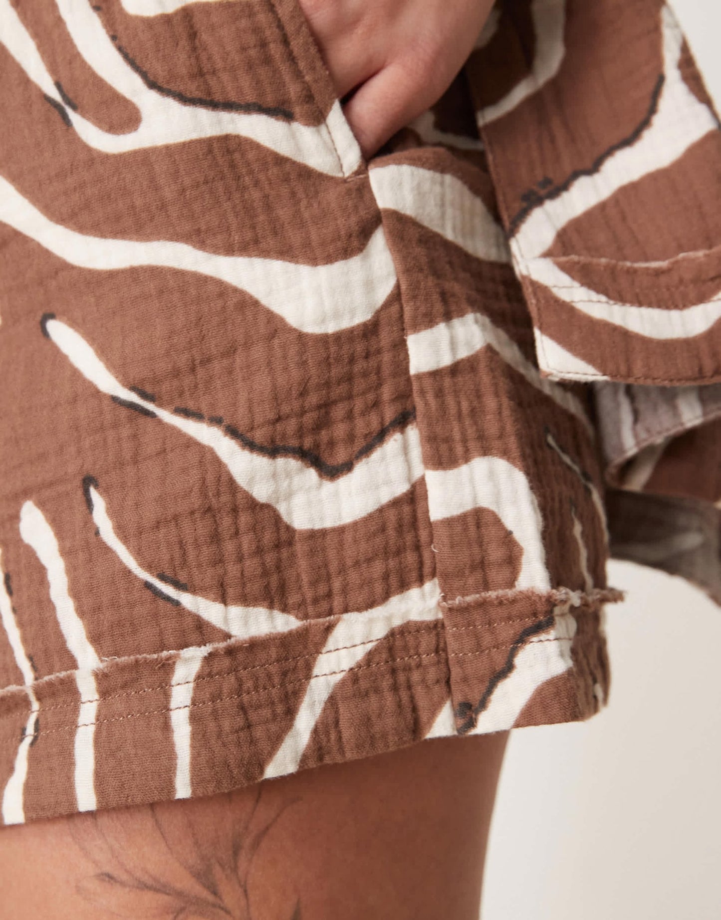 ASOS DESIGN cheesecloth pull on shorts with raw edge detail co - ord in zebra print - ASOS Sample Sale EU Store
