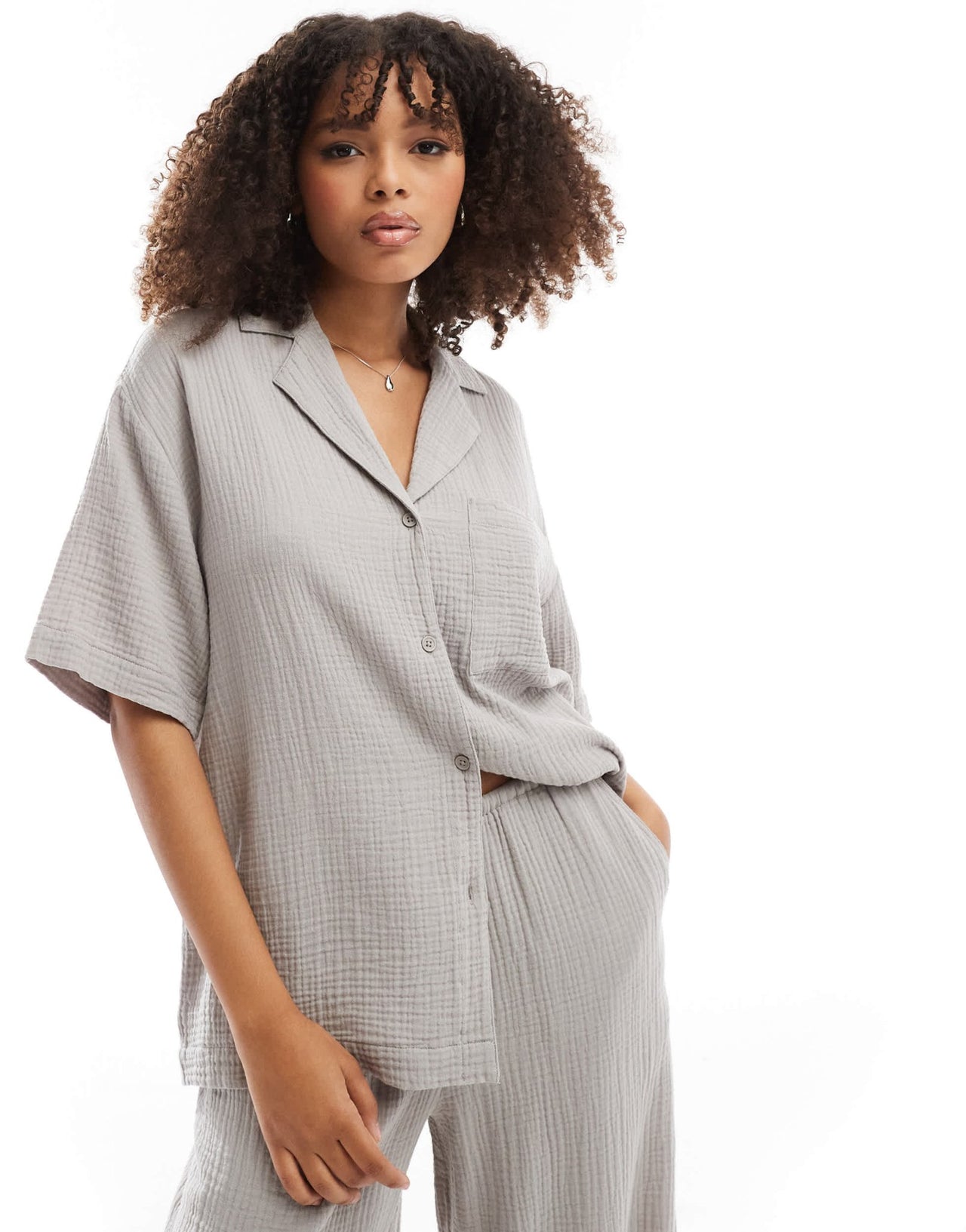 ASOS DESIGN cheesecloth shirt in grey - ASOS Sample Sale EU Store