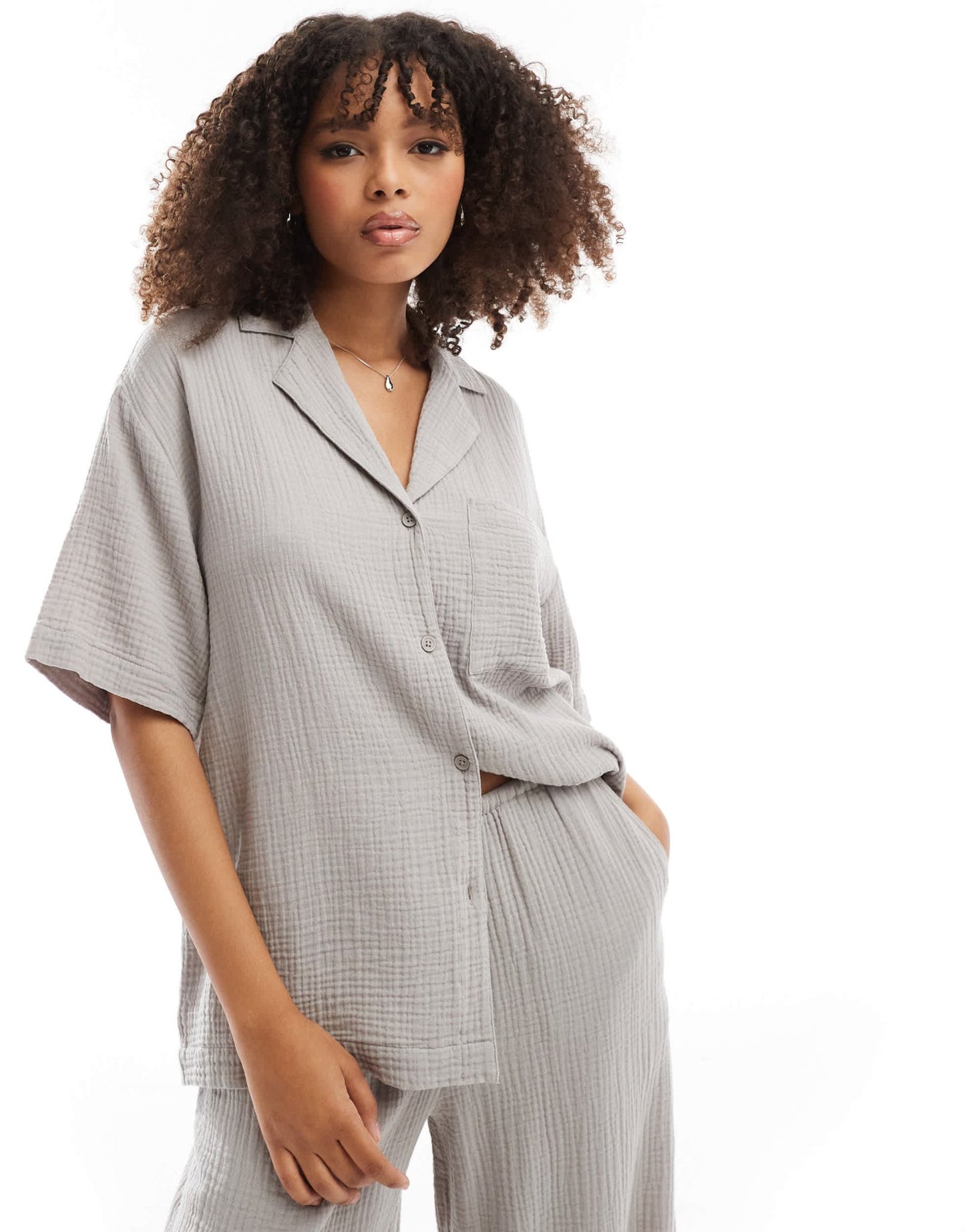 ASOS DESIGN cheesecloth shirt in grey - ASOS Sample Sale EU Store