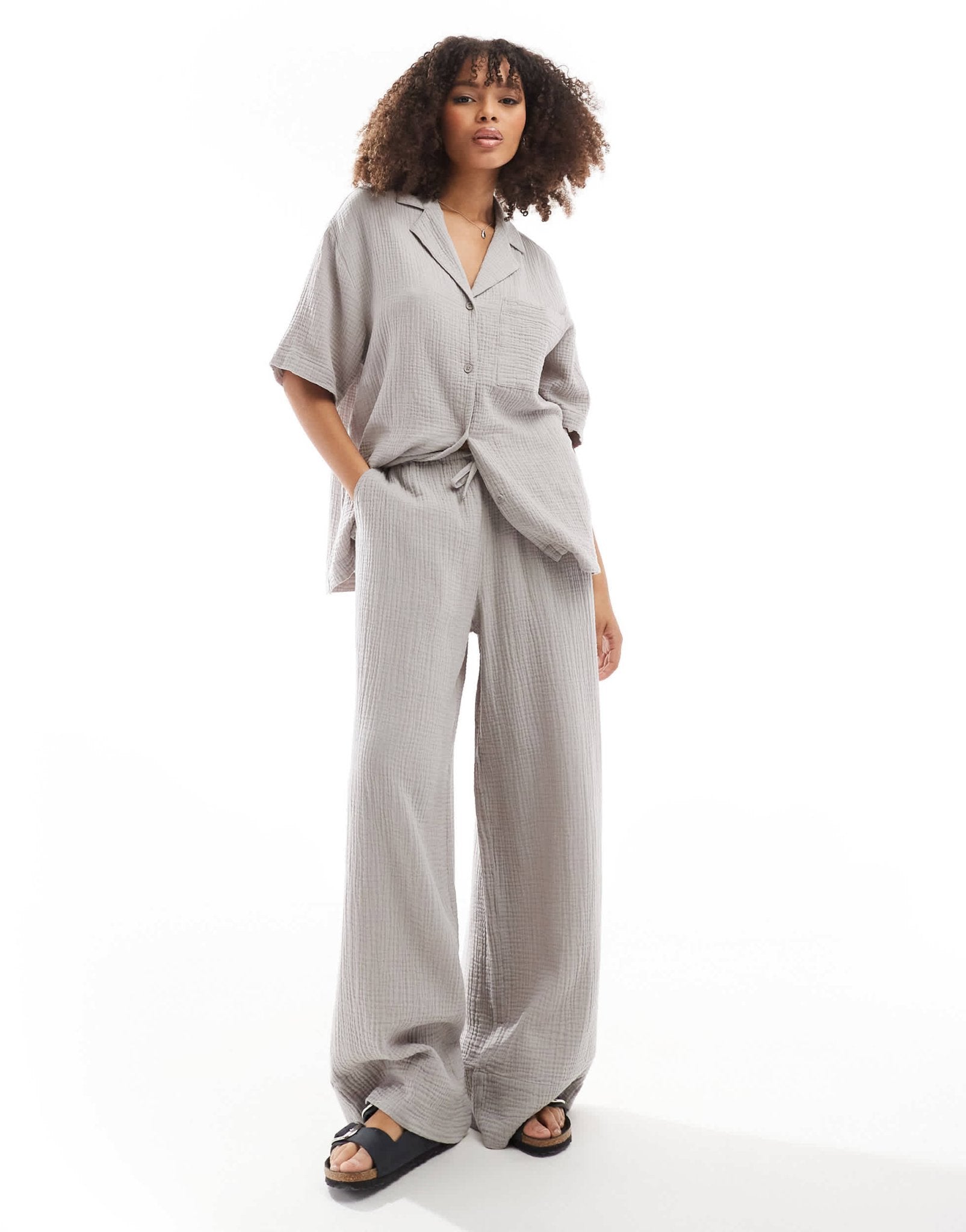 ASOS DESIGN cheesecloth shirt in grey - ASOS Sample Sale EU Store