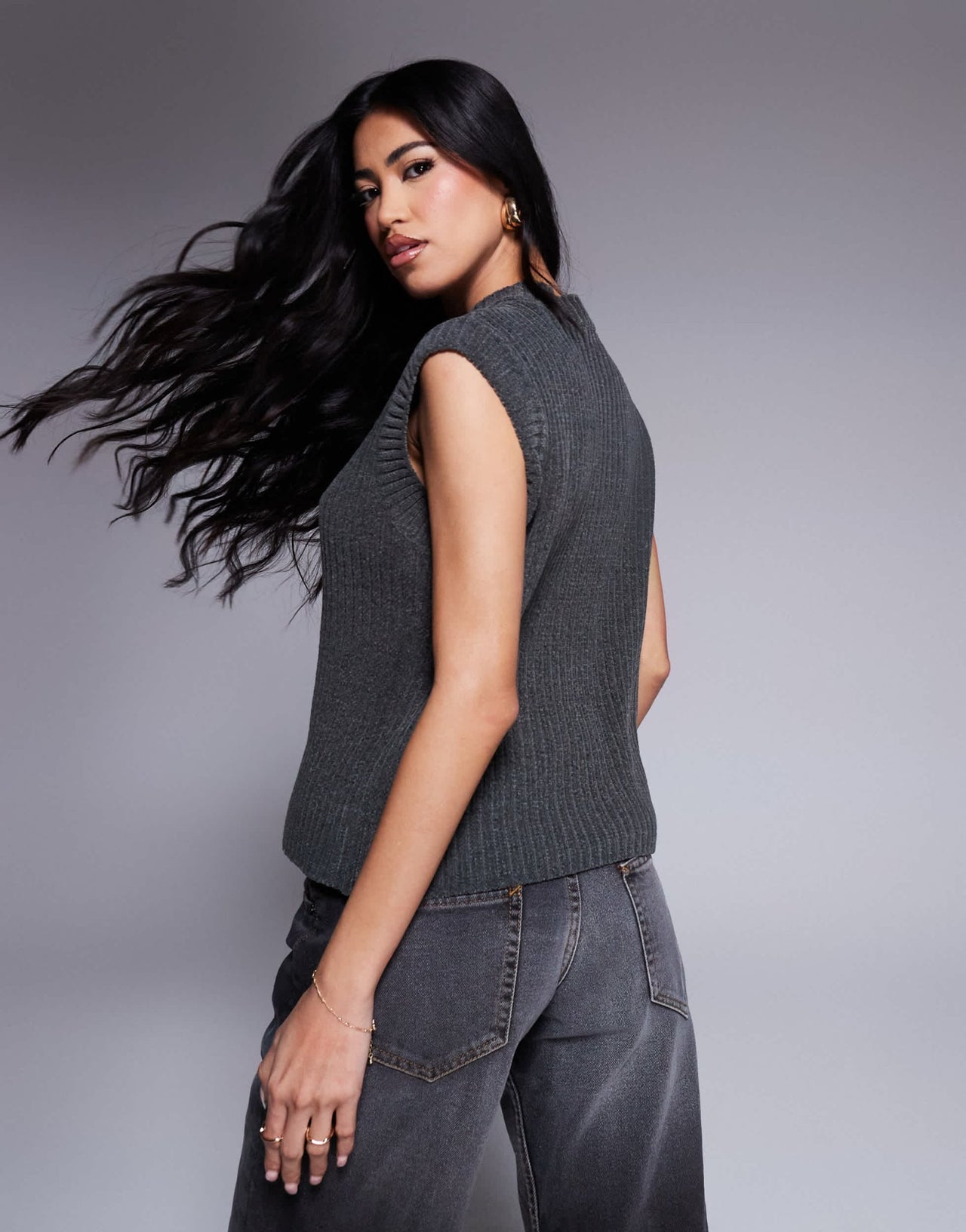ASOS DESIGN chenille knitted tank in charcoal - ASOS Sample Sale EU Store