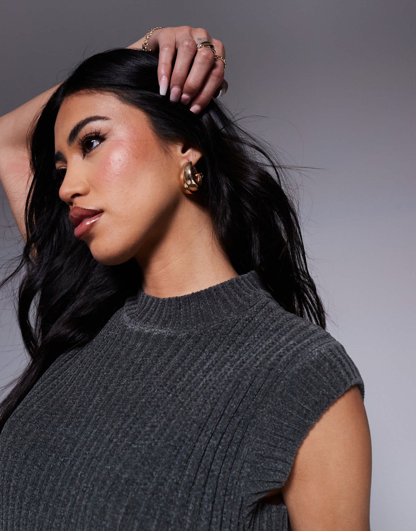 ASOS DESIGN chenille knitted tank in charcoal - ASOS Sample Sale EU Store