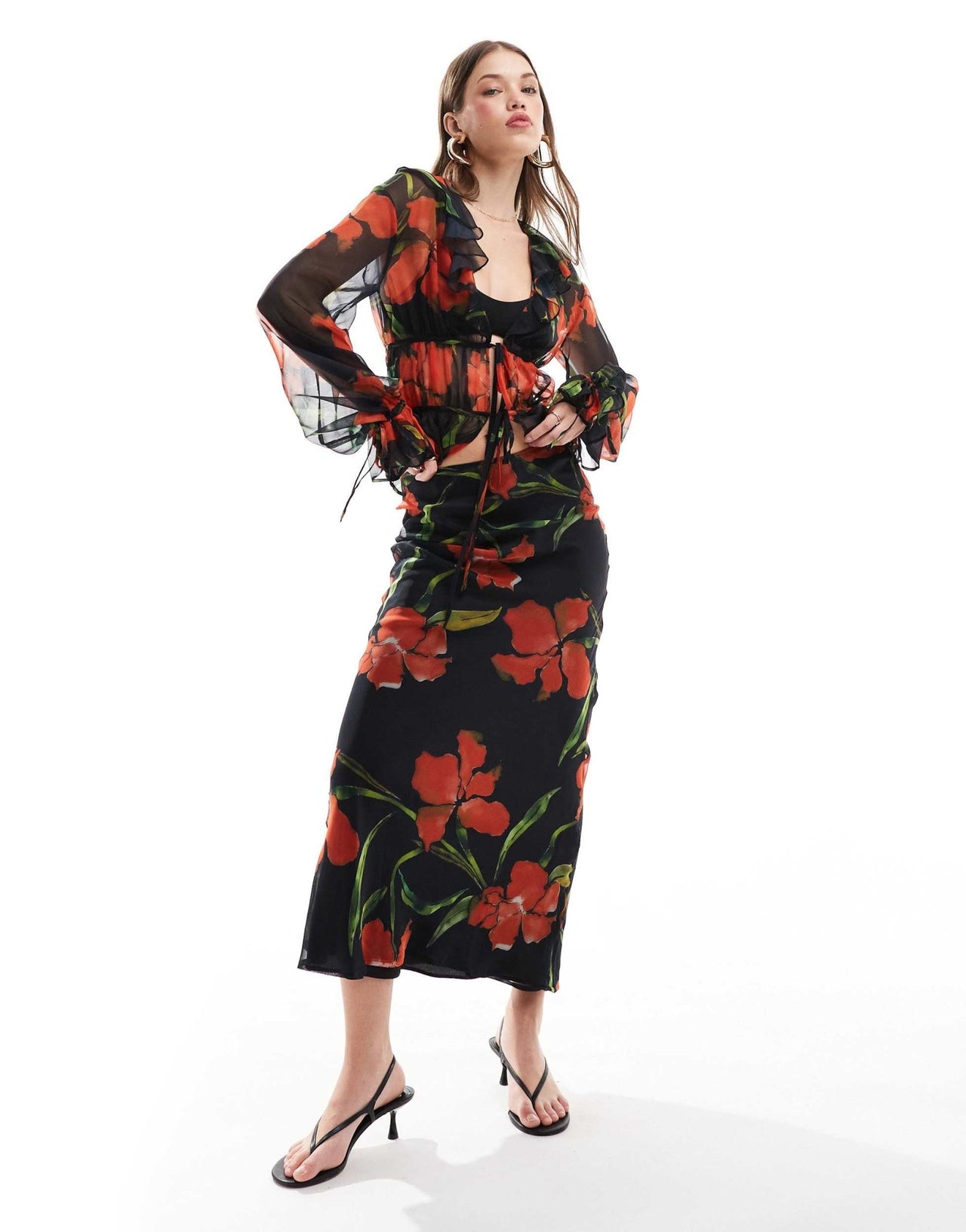 ASOS DESIGN chiffon bias maxi skirt co - ord in floral print - ASOS Sample Sale EU Store
