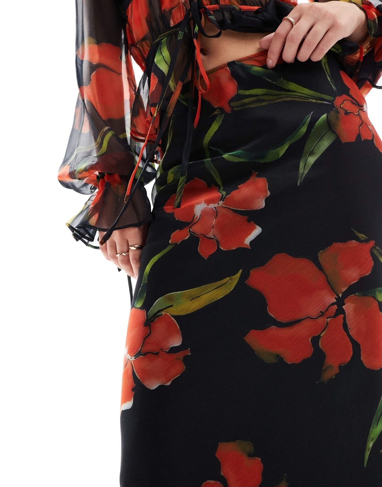 ASOS DESIGN chiffon bias maxi skirt co - ord in floral print - ASOS Sample Sale EU Store