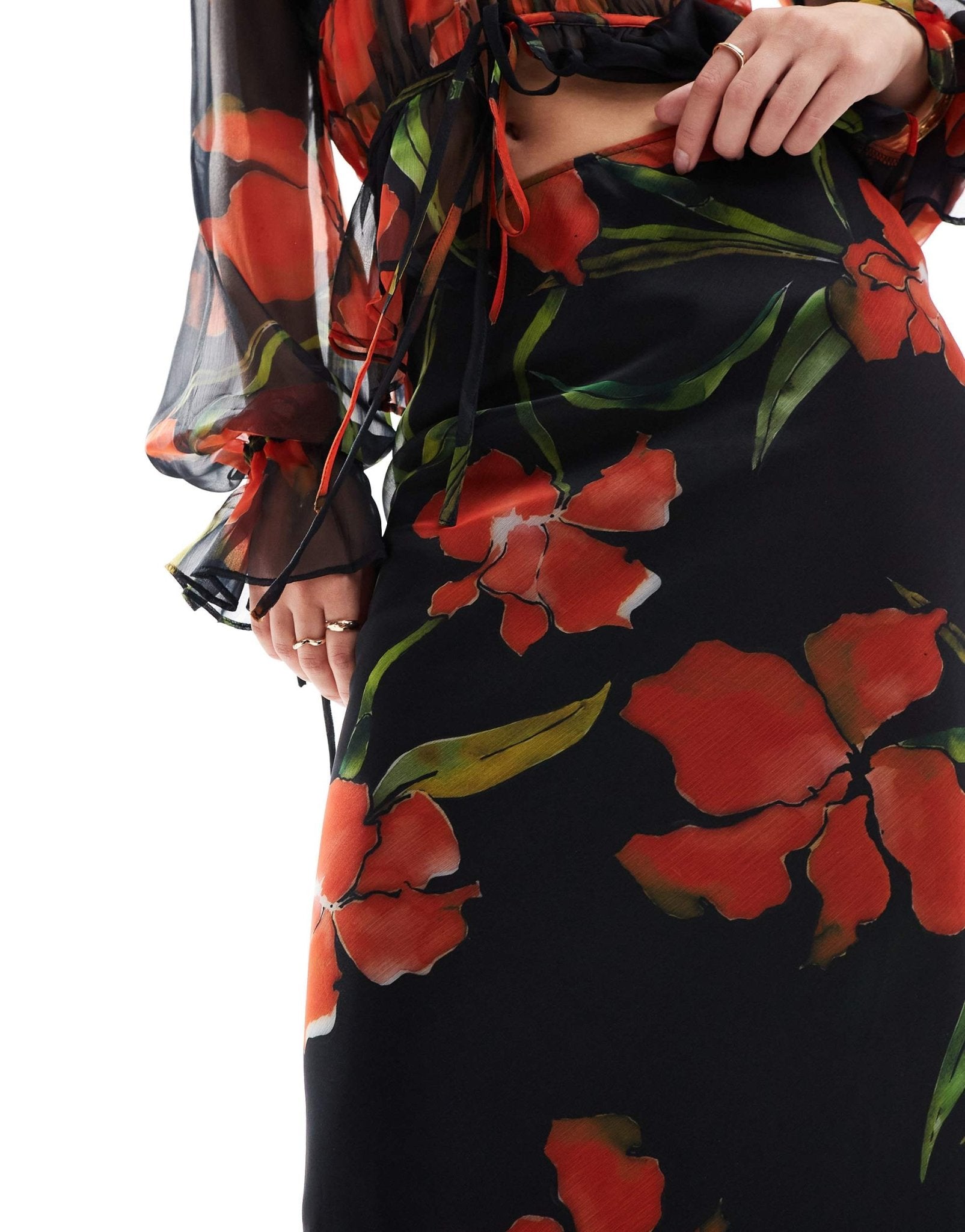 ASOS DESIGN chiffon bias maxi skirt co - ord in floral print - ASOS Sample Sale EU Store