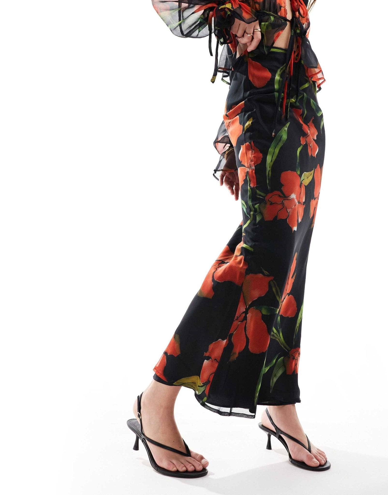 ASOS DESIGN chiffon bias maxi skirt co - ord in floral print - ASOS Sample Sale EU Store