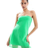 Vestido mini bandeau de gasa con espalda drapeada ASOS DESIGN en verde brillante