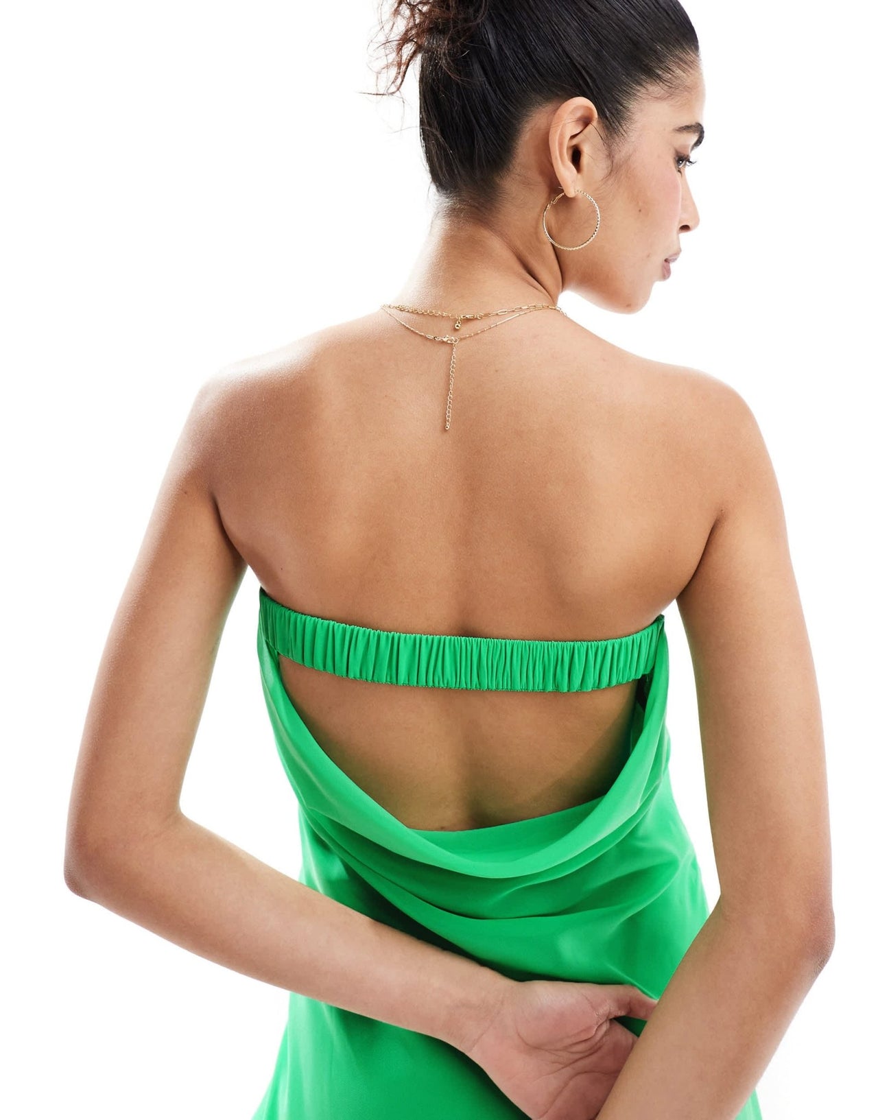 ASOS DESIGN chiffon cowl back bandeau mini sundress in bright green - ASOS Sample Sale EU Store