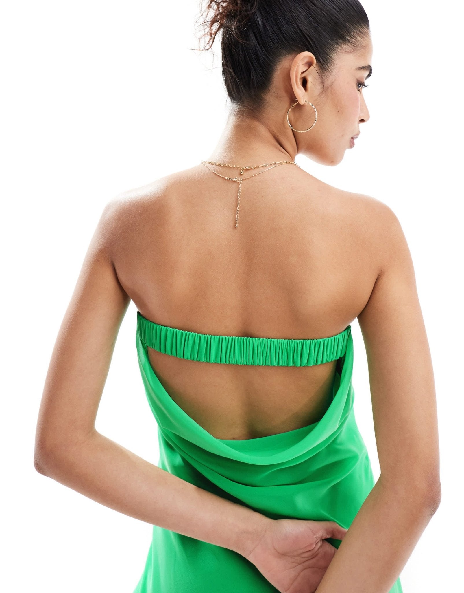 ASOS DESIGN chiffon cowl back bandeau mini sundress in bright green - ASOS Sample Sale EU Store