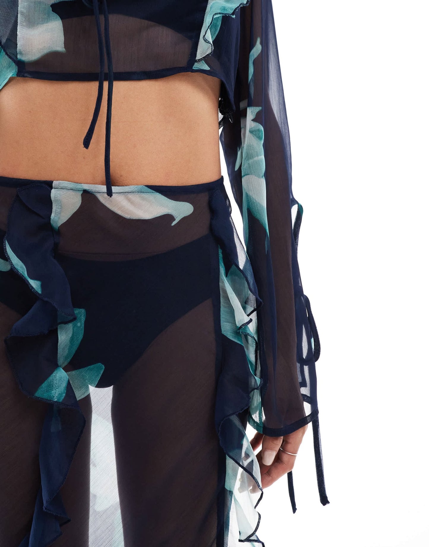 ASOS DESIGN chiffon maxi skirt co - ord in blue abstract floral print - ASOS Sample Sale EU Store