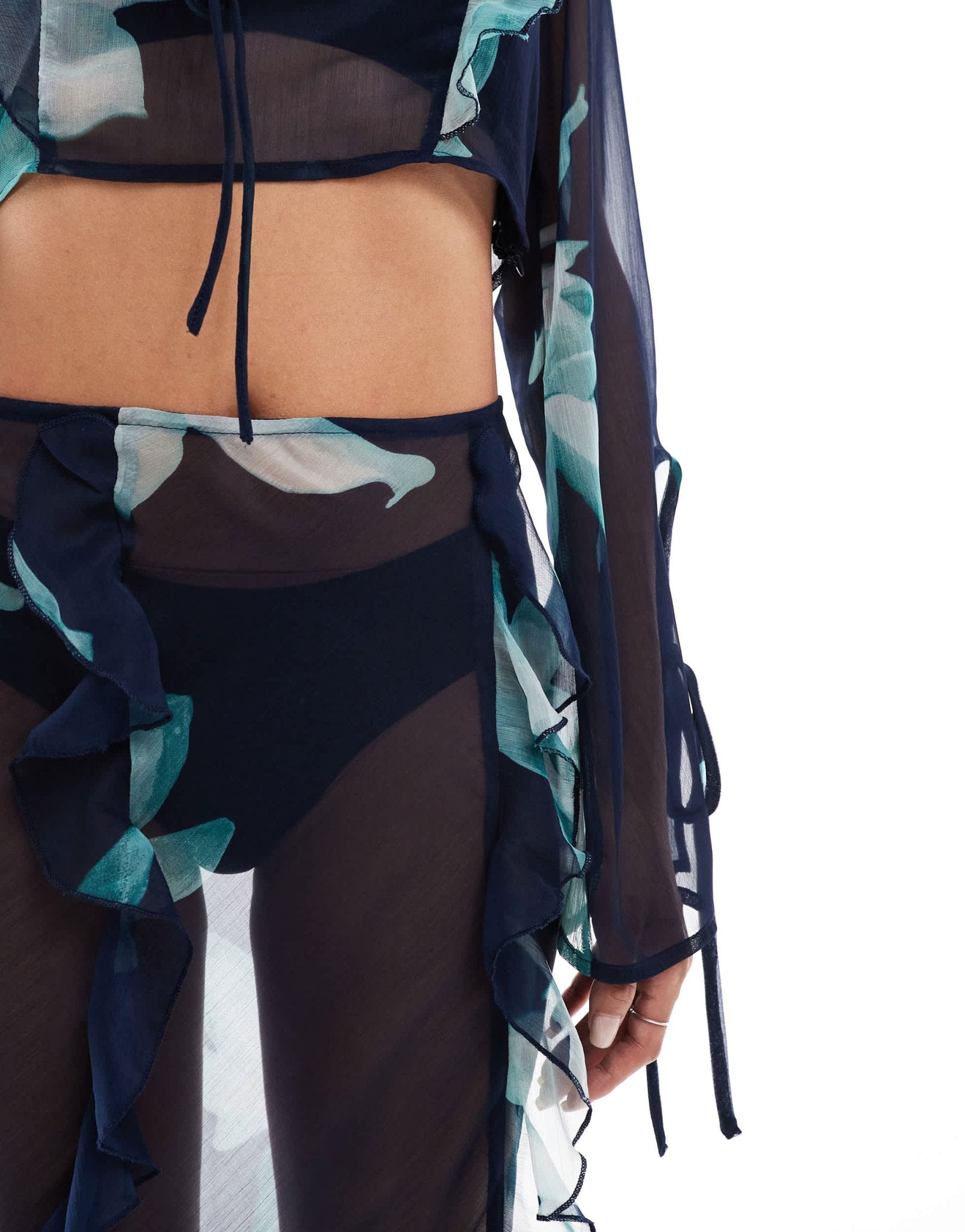 ASOS DESIGN chiffon maxi skirt co - ord in blue abstract floral print - ASOS Sample Sale EU Store