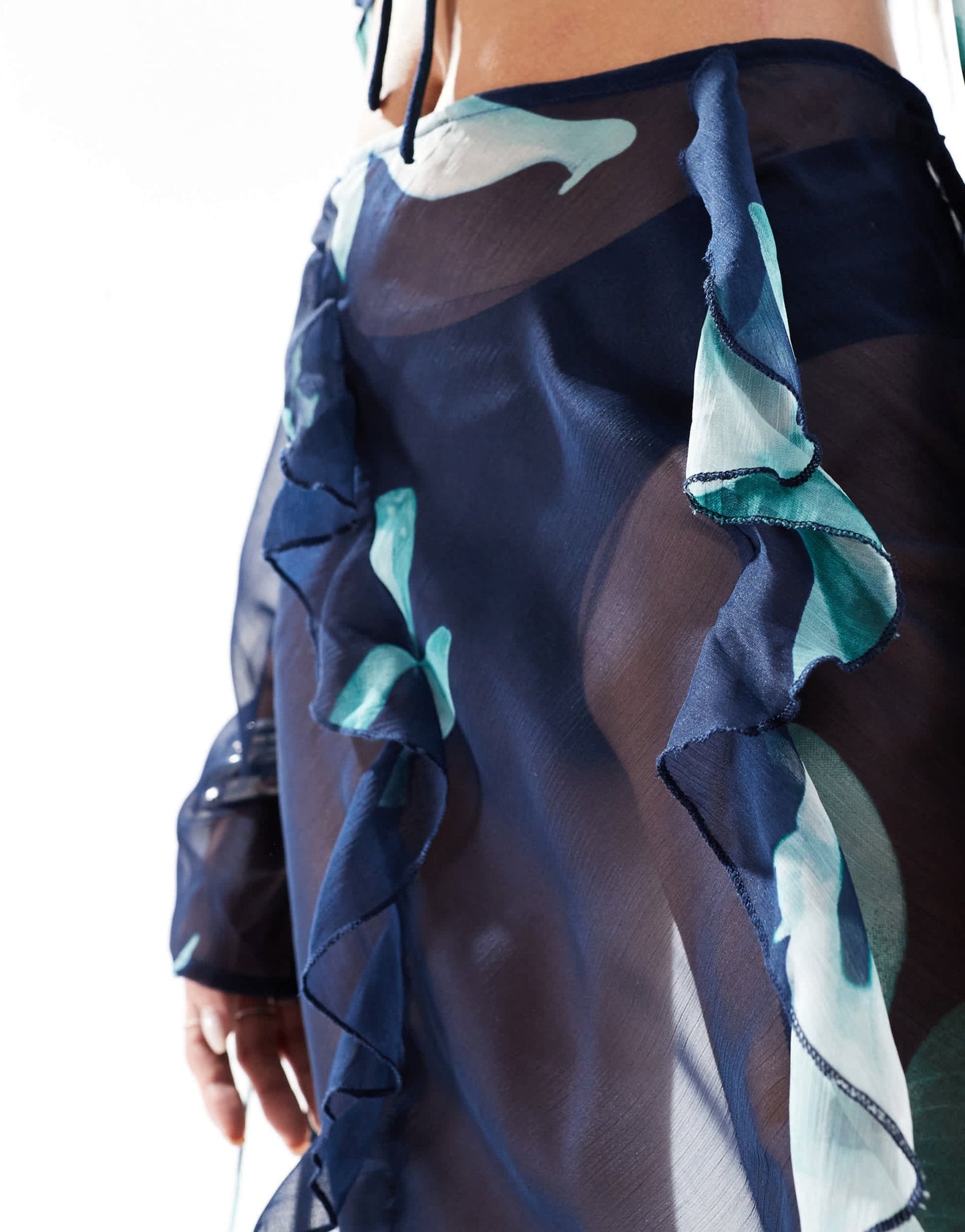 ASOS DESIGN chiffon maxi skirt co - ord in blue abstract floral print - ASOS Sample Sale EU Store