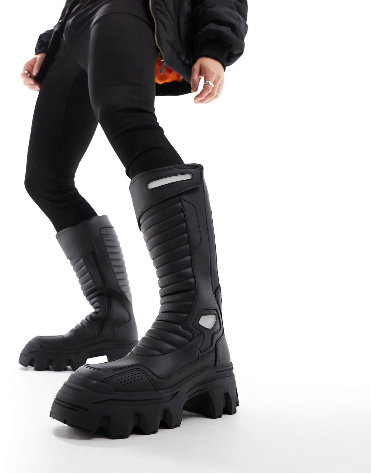 ASOS DESIGN chunky boot with biker details in black - ASOS Sample Sale EU Store