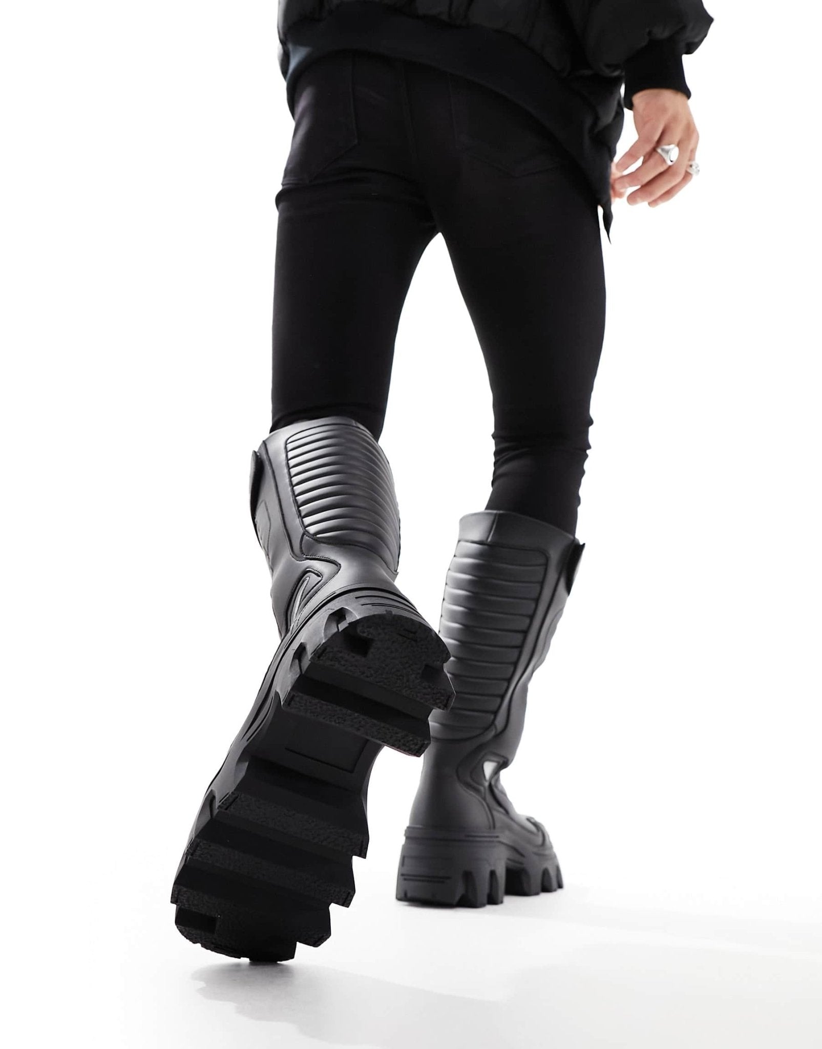 ASOS DESIGN chunky boot with biker details in black - ASOS Sample Sale EU Store